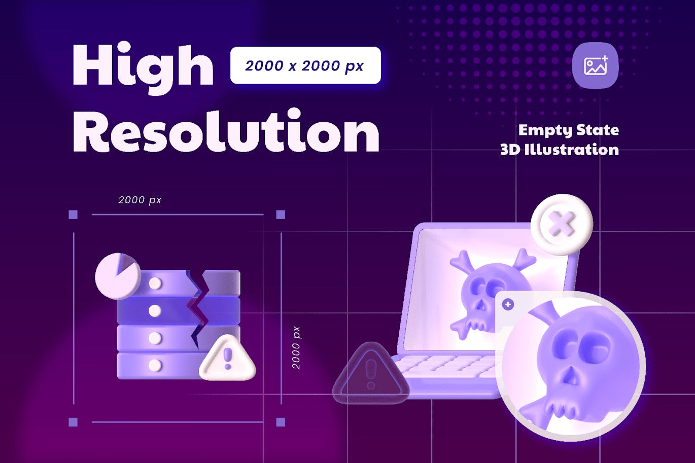 紫色404空状态3D图标素材包