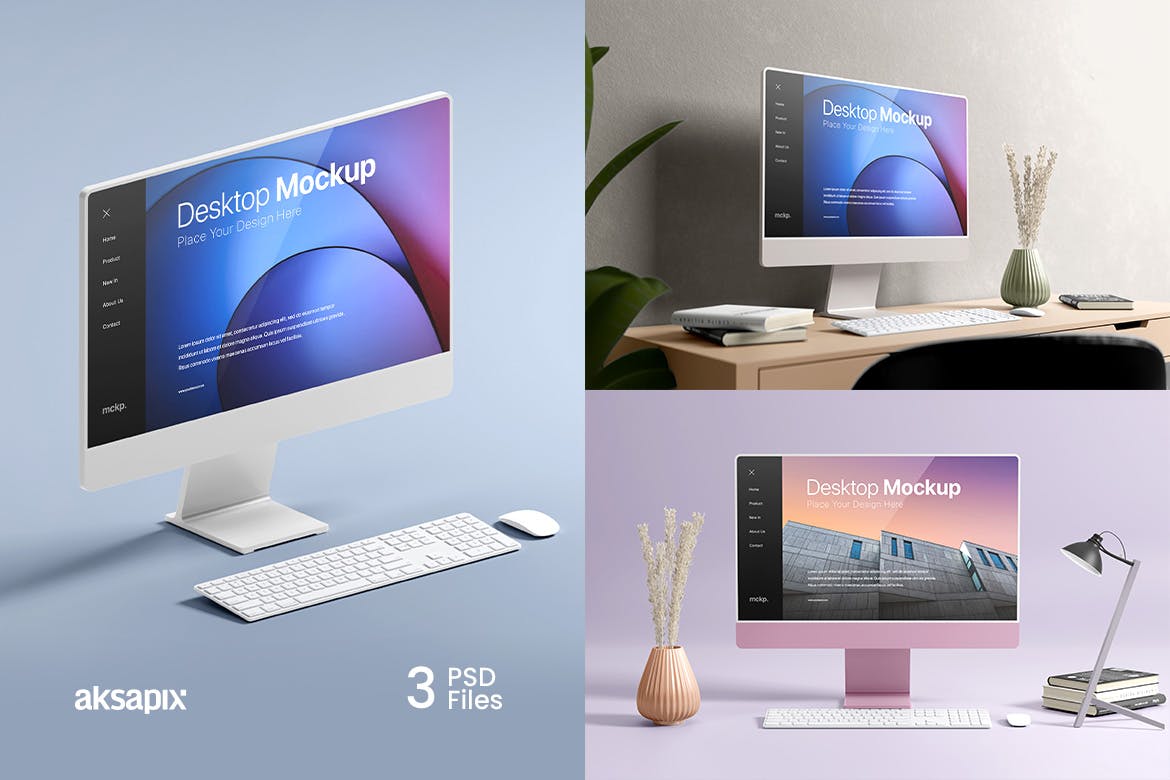 高品质背景桌面电脑模型PSD样机素材-1 高品质背景桌面电脑模型PSD样机素材
