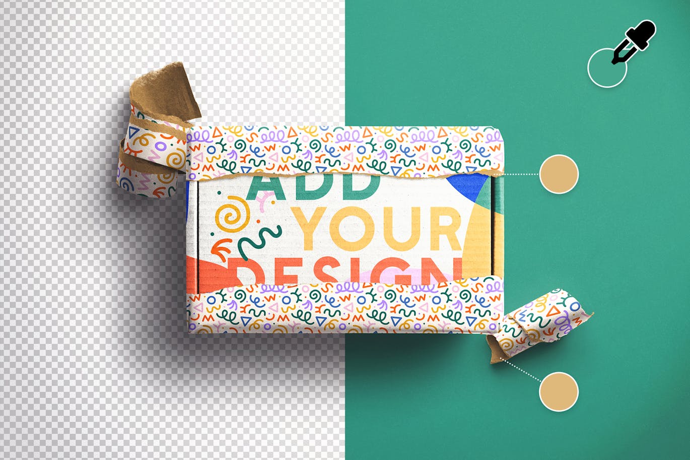 逼真的礼品盒撕裂PSD样机素材-7 逼真的礼品盒撕裂PSD样机素材