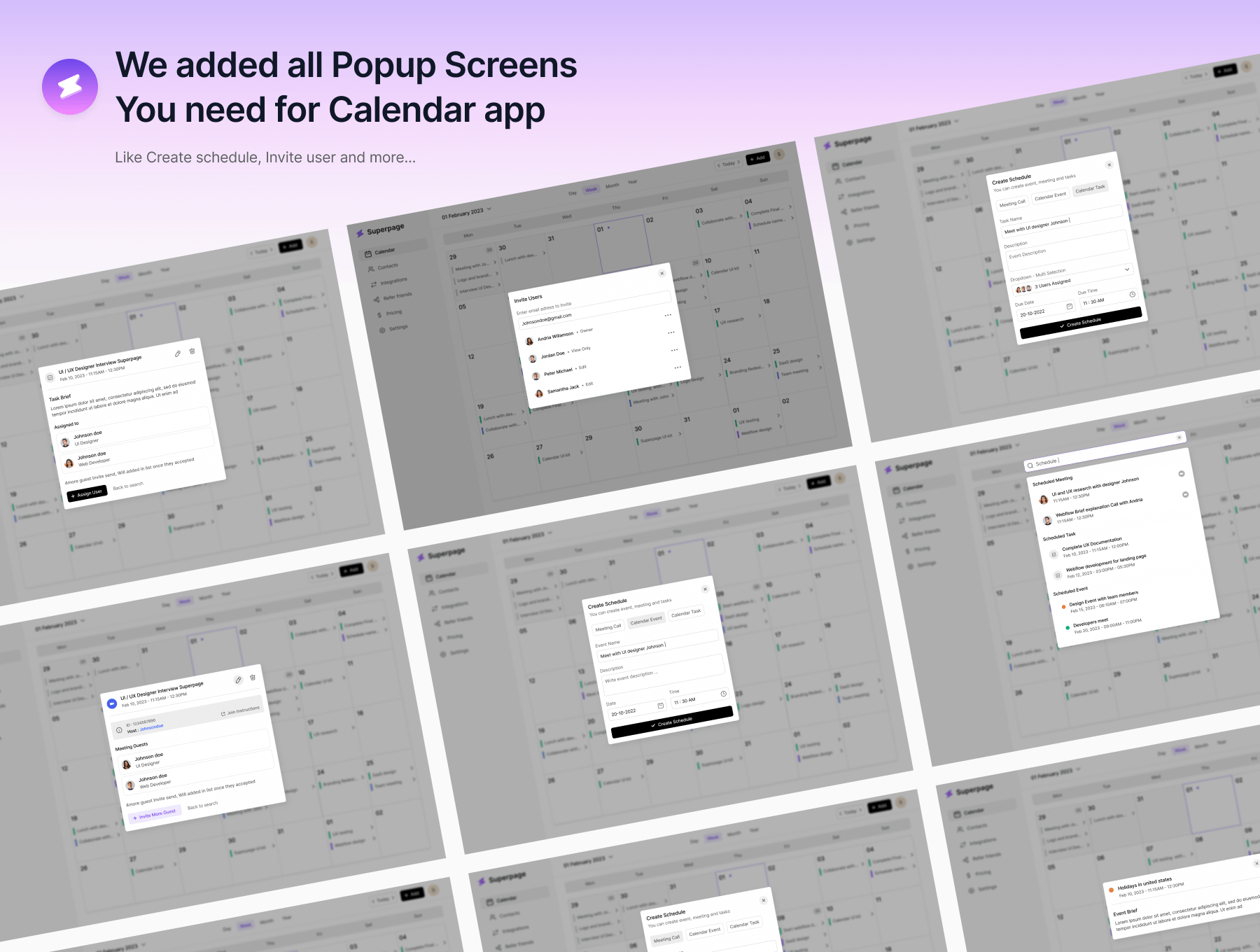 25个网页端日历应用主题UI界面素材包