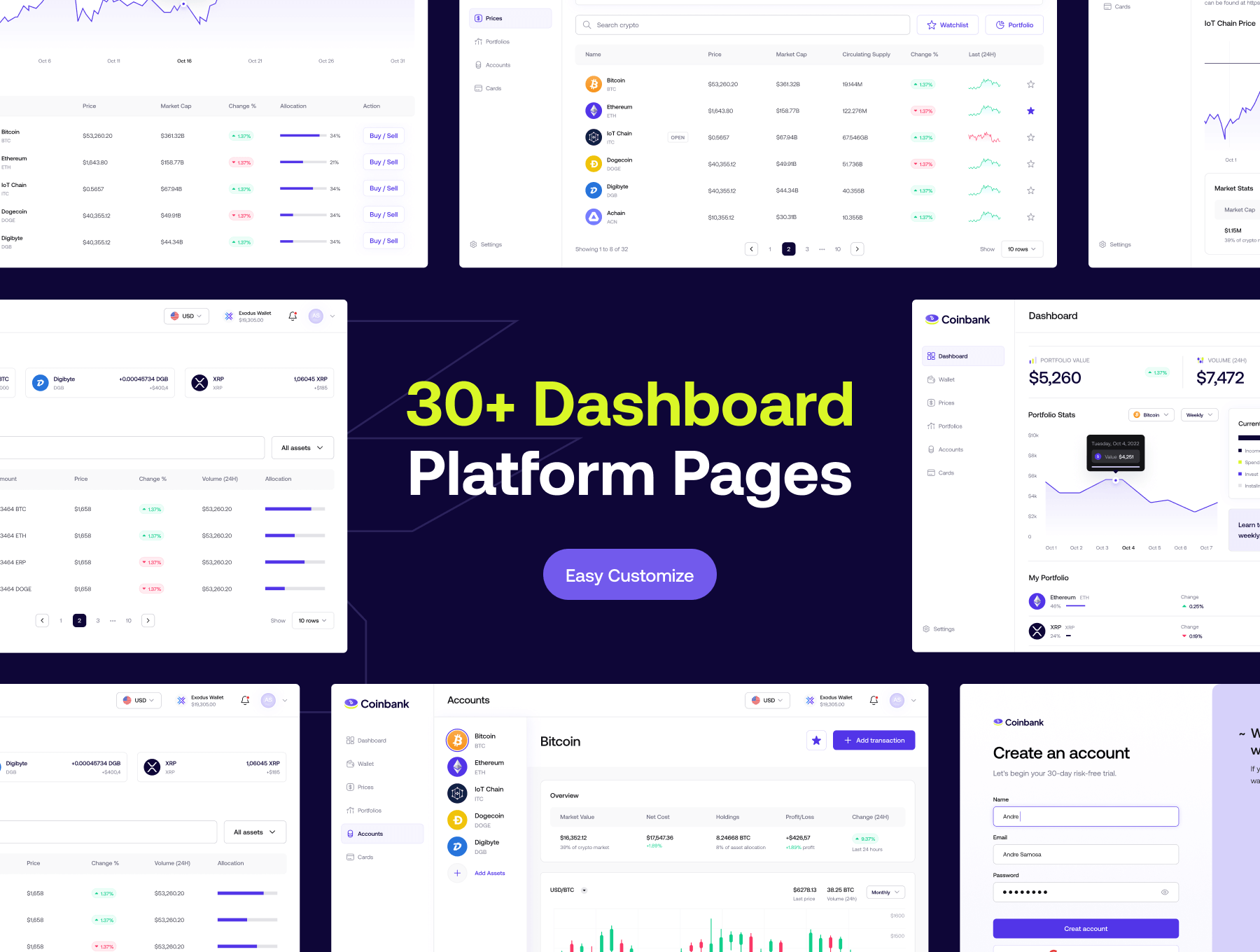 40个紫色加密钱包和交易平台主题WEB界面素材包