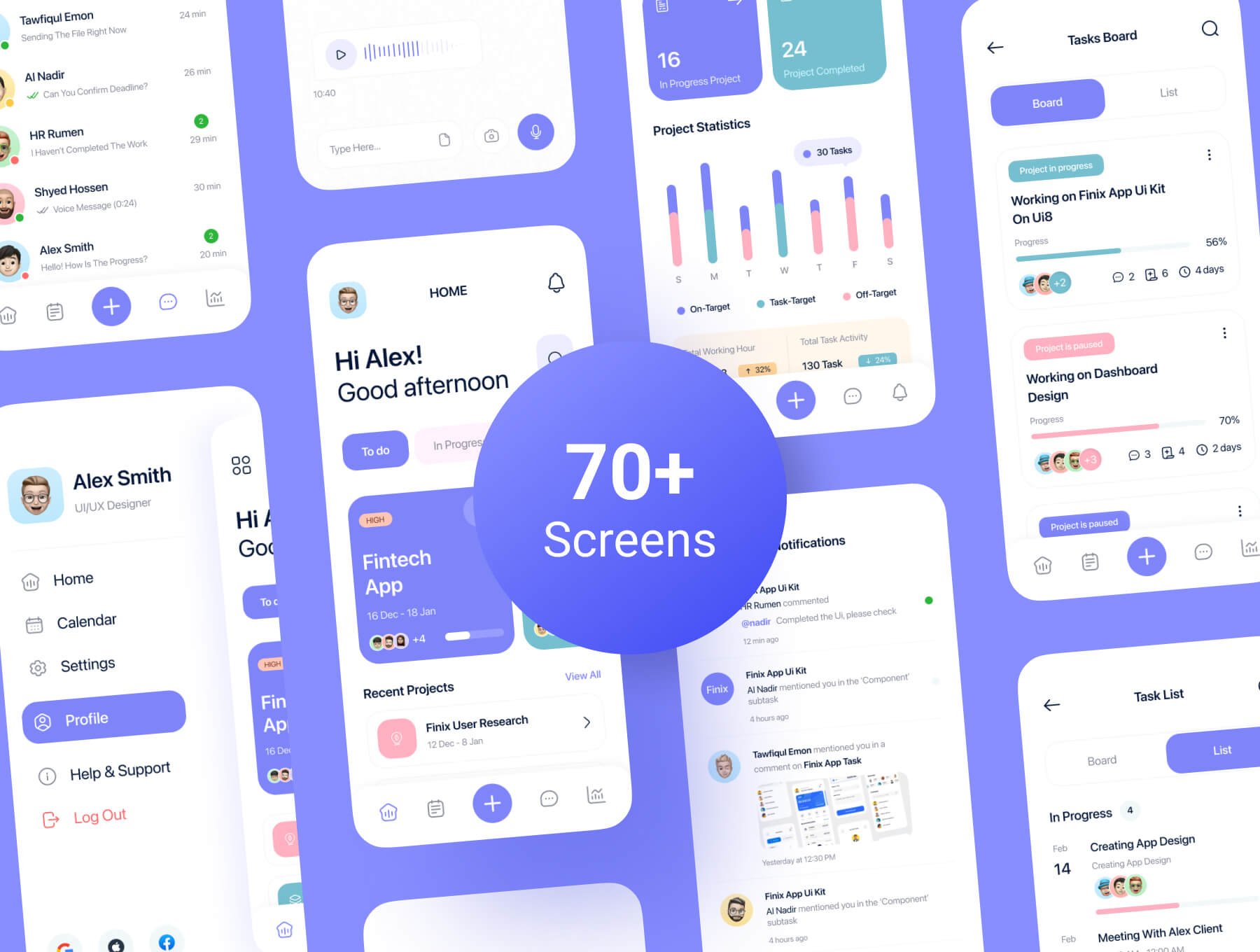 70个设计优雅的项目管理应用APP UI界面素材包