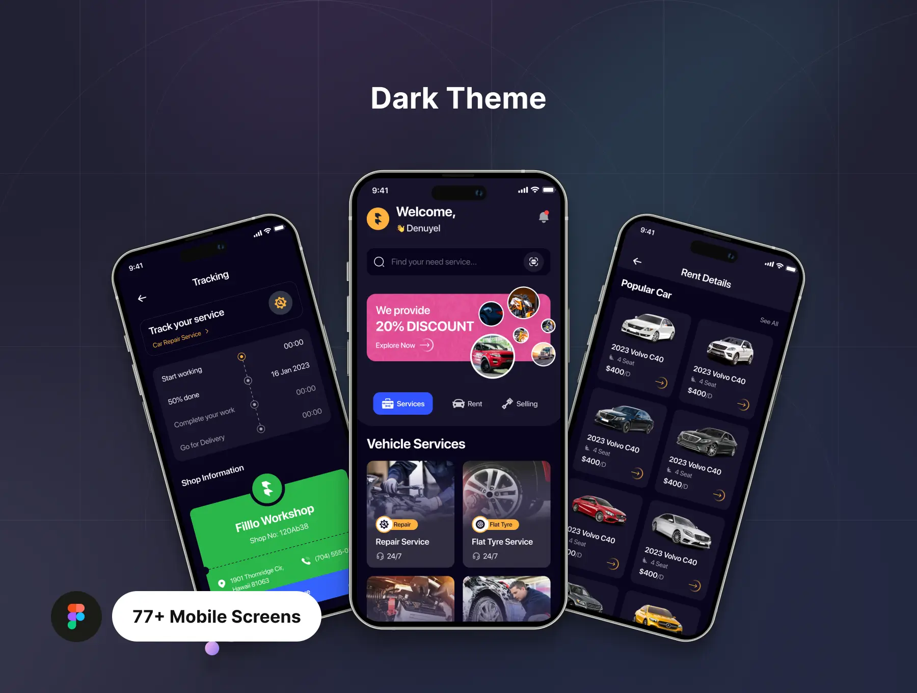77个汽车维修销售租赁相关的APP UI素材包