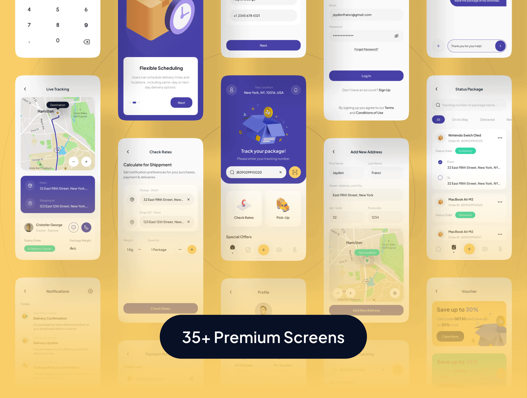 35个包裹快递移动UI界面素材包