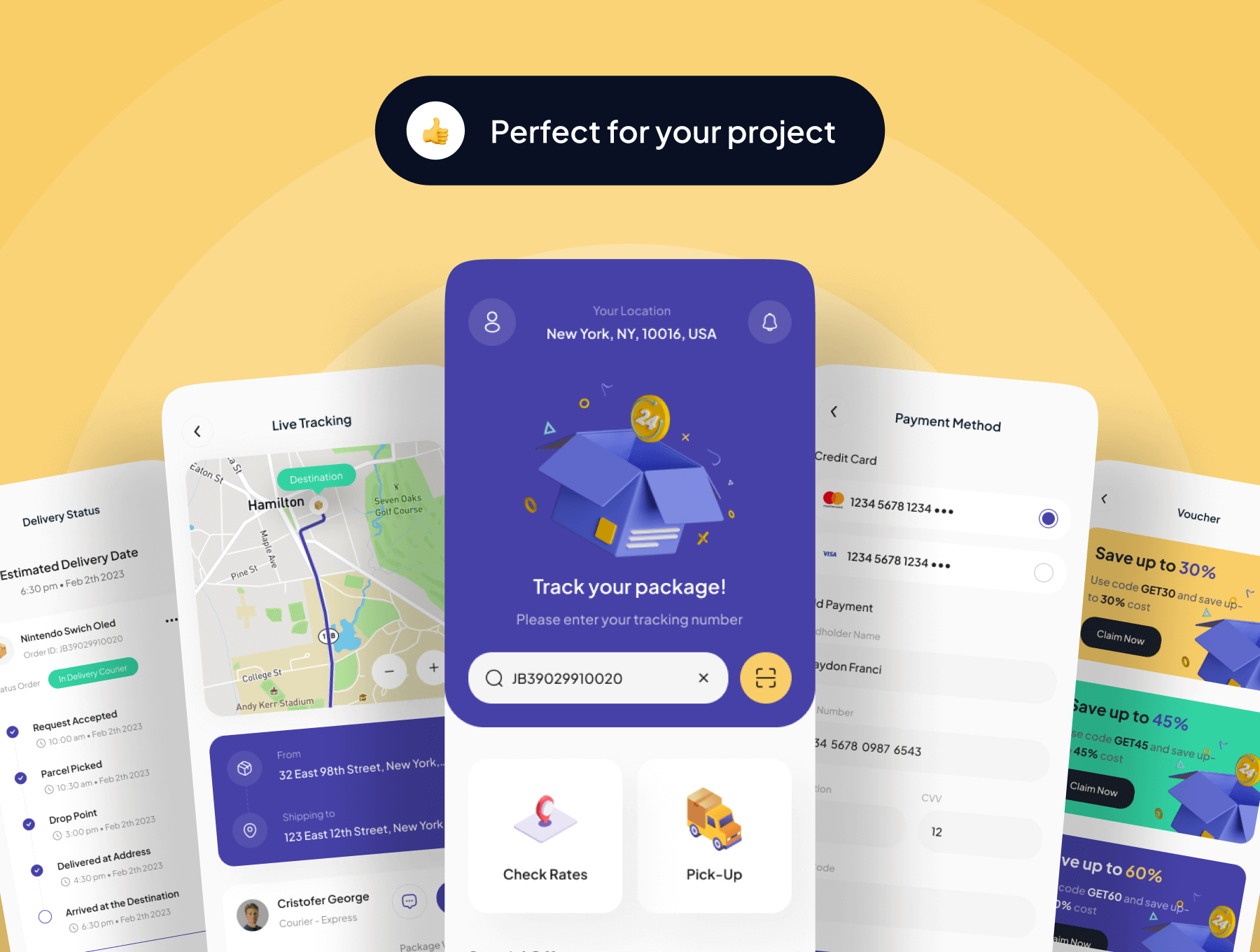 35个包裹快递移动UI界面素材包