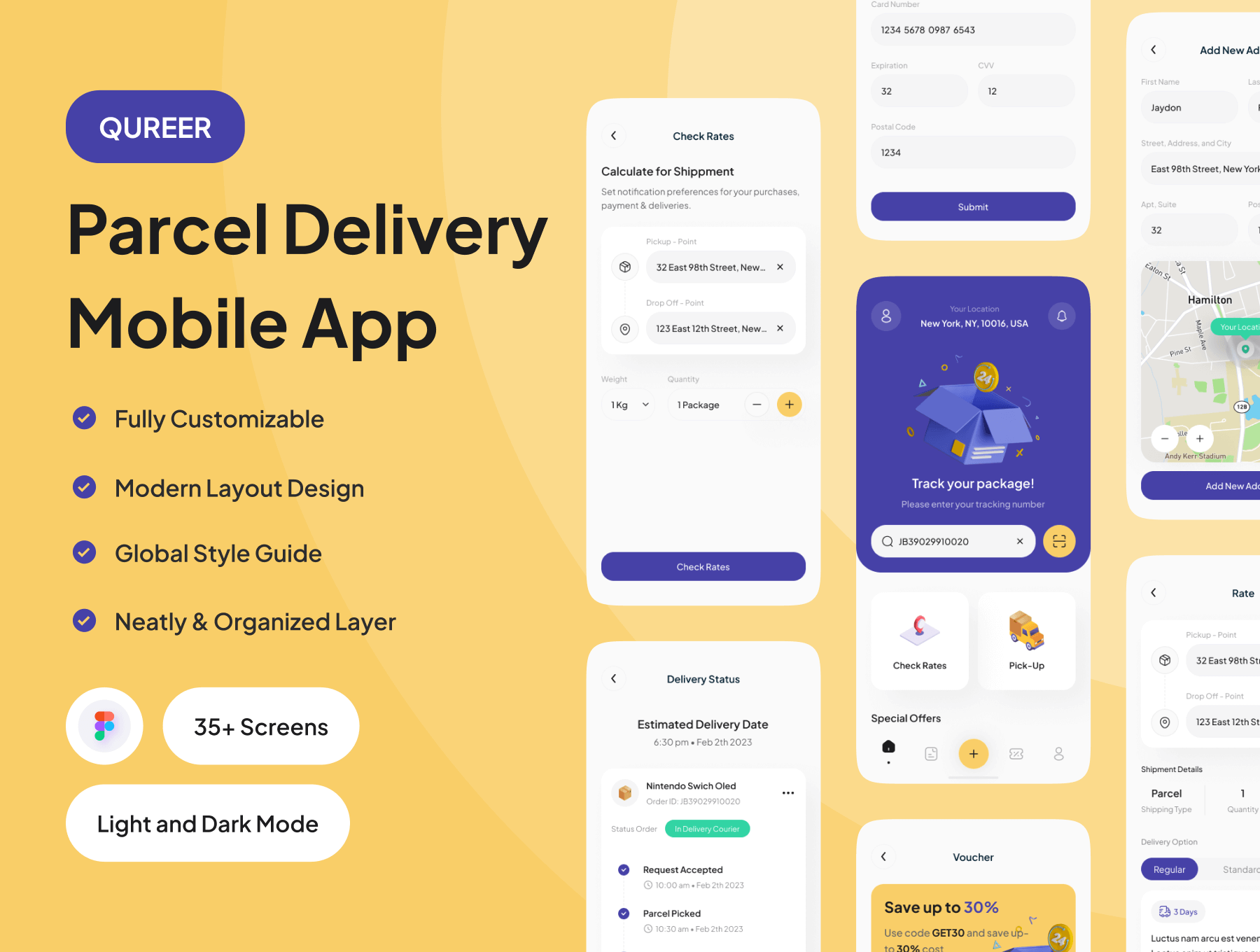 35个包裹快递移动UI界面素材包