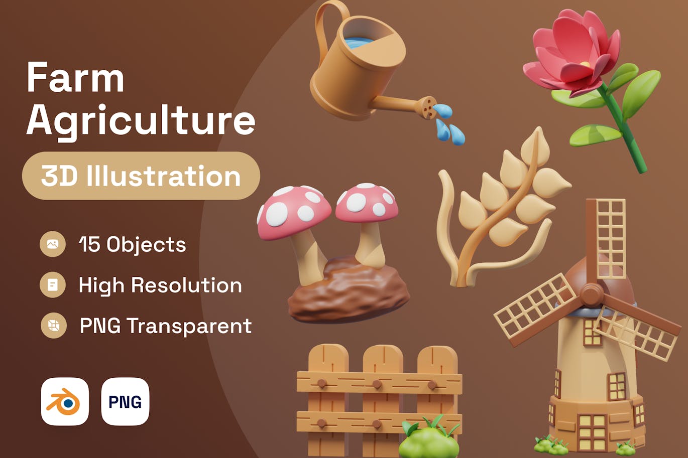 15个农场农业主题3D图标素材包-1 15个农场农业主题3D图标素材包