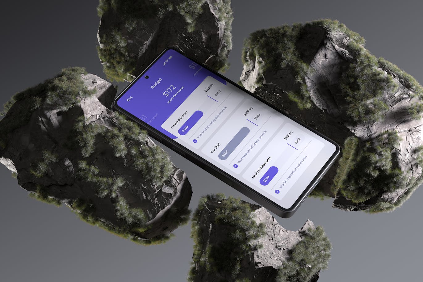 逼真深色背景手机PSD样机素材包