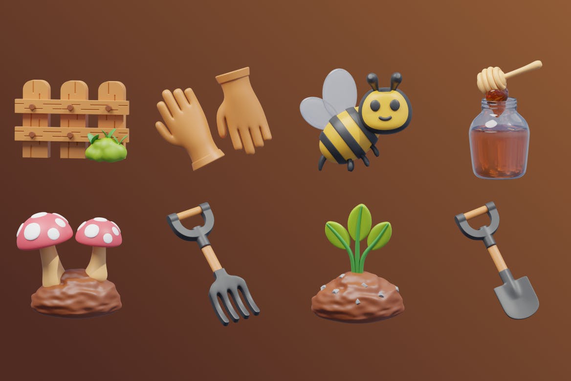 15个农场农业主题3D图标素材包-2 15个农场农业主题3D图标素材包