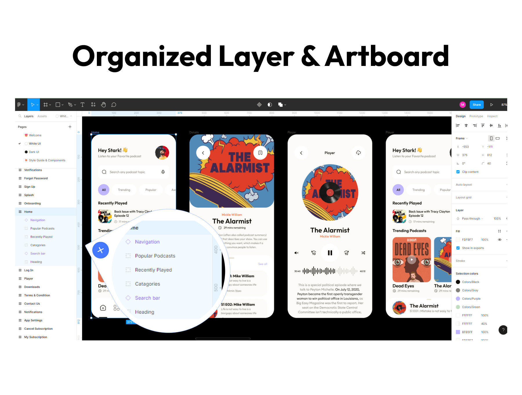 25个黑白双色调客主题APP UI界面素材包（Figma）