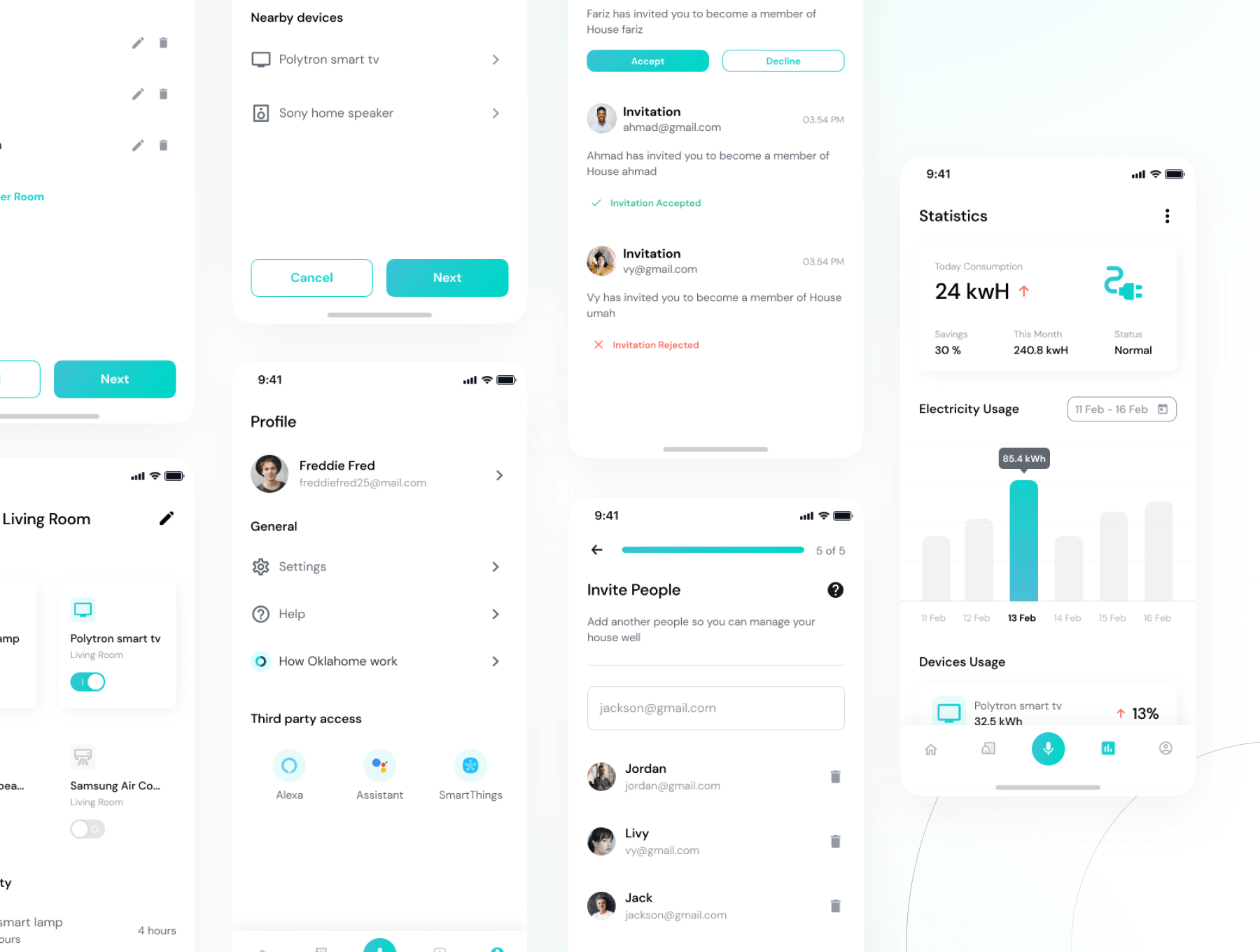 60多个绿色简洁智能家居移动APP UI界面素材包