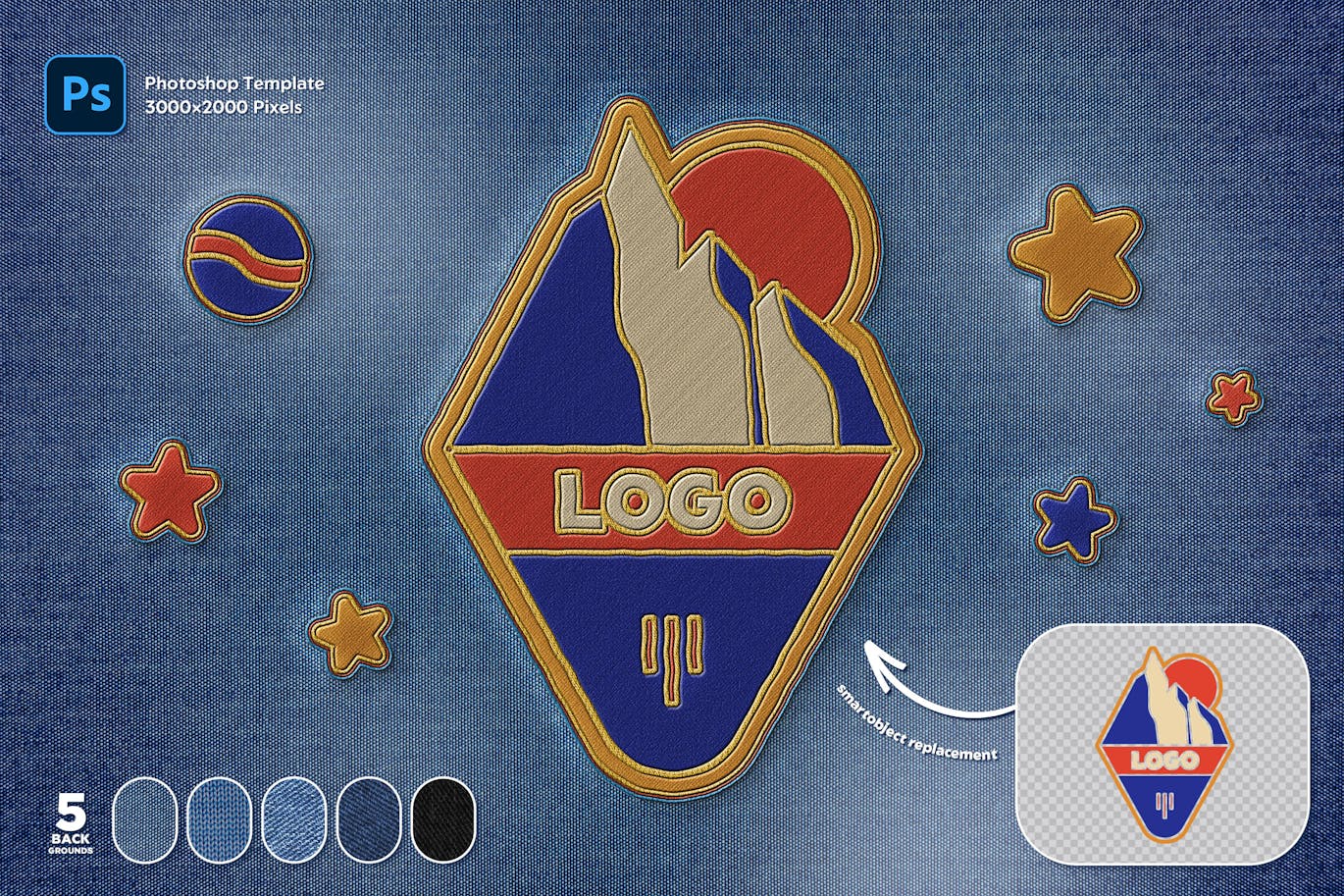 刺绣补丁PSD样机素材包