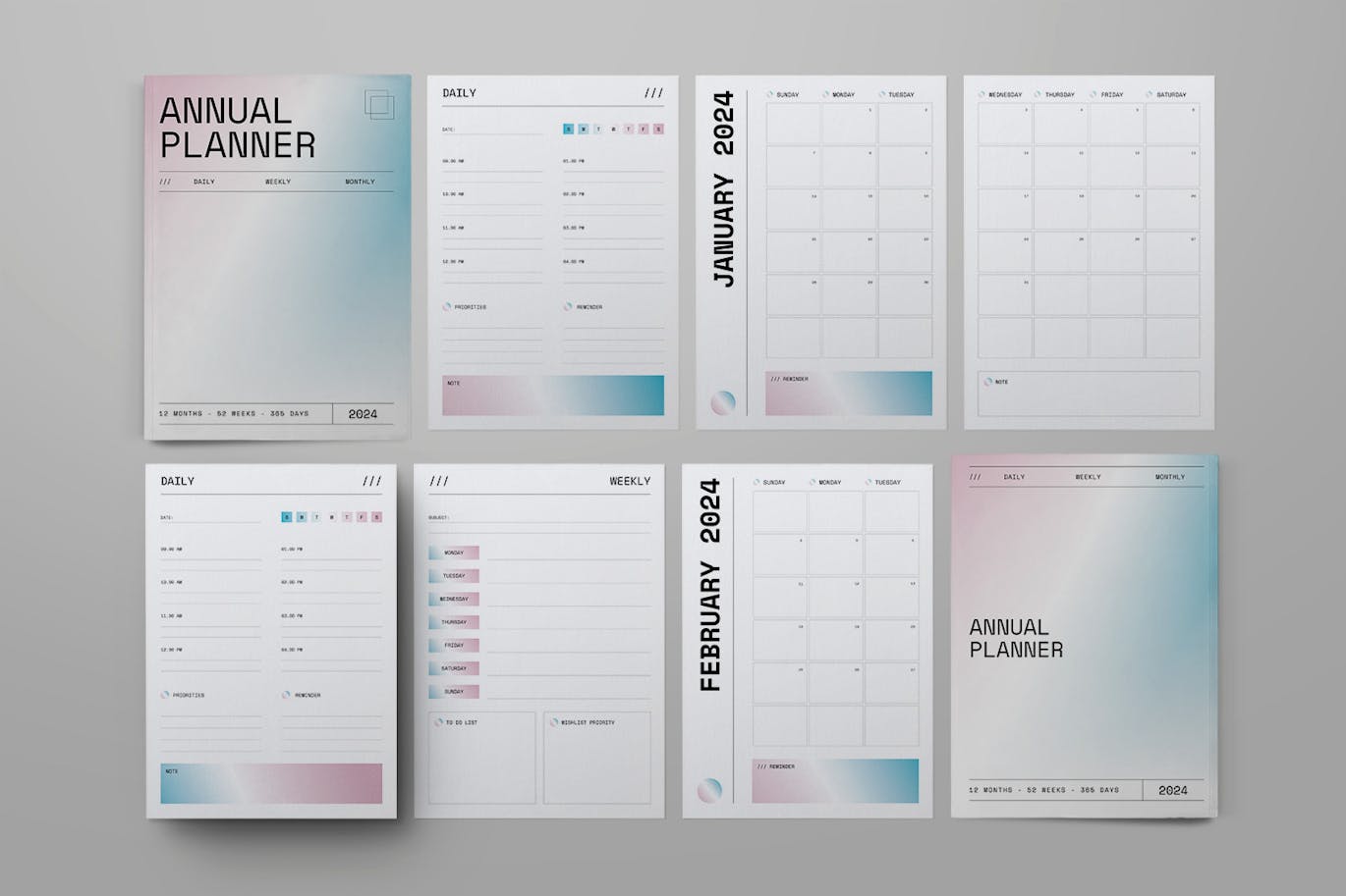 绚丽简洁的2024 年年度工作学习生活计划模板册