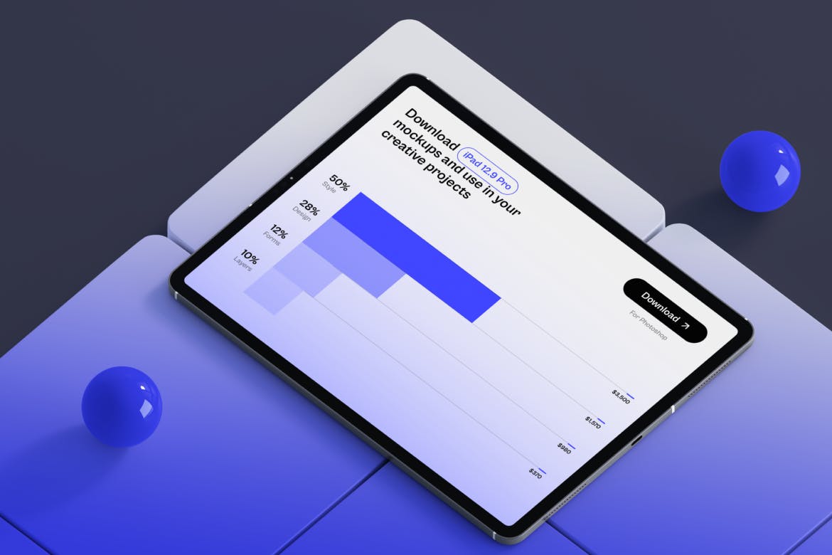 高端12.9寸iPad Pro模型样机PSD素材包