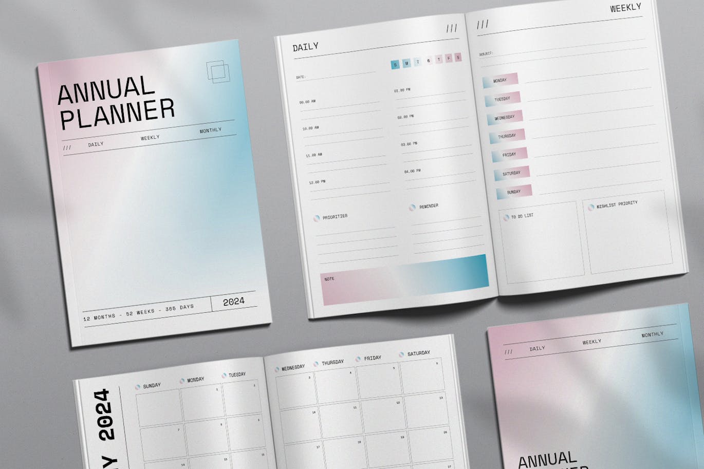 绚丽简洁的2024 年年度工作学习生活计划模板册