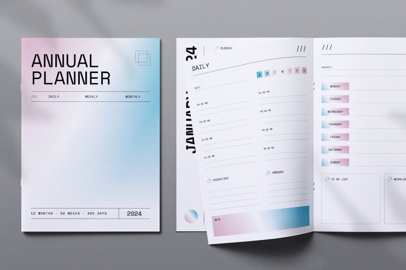 绚丽简洁的2024 年年度工作学习生活计划模板册