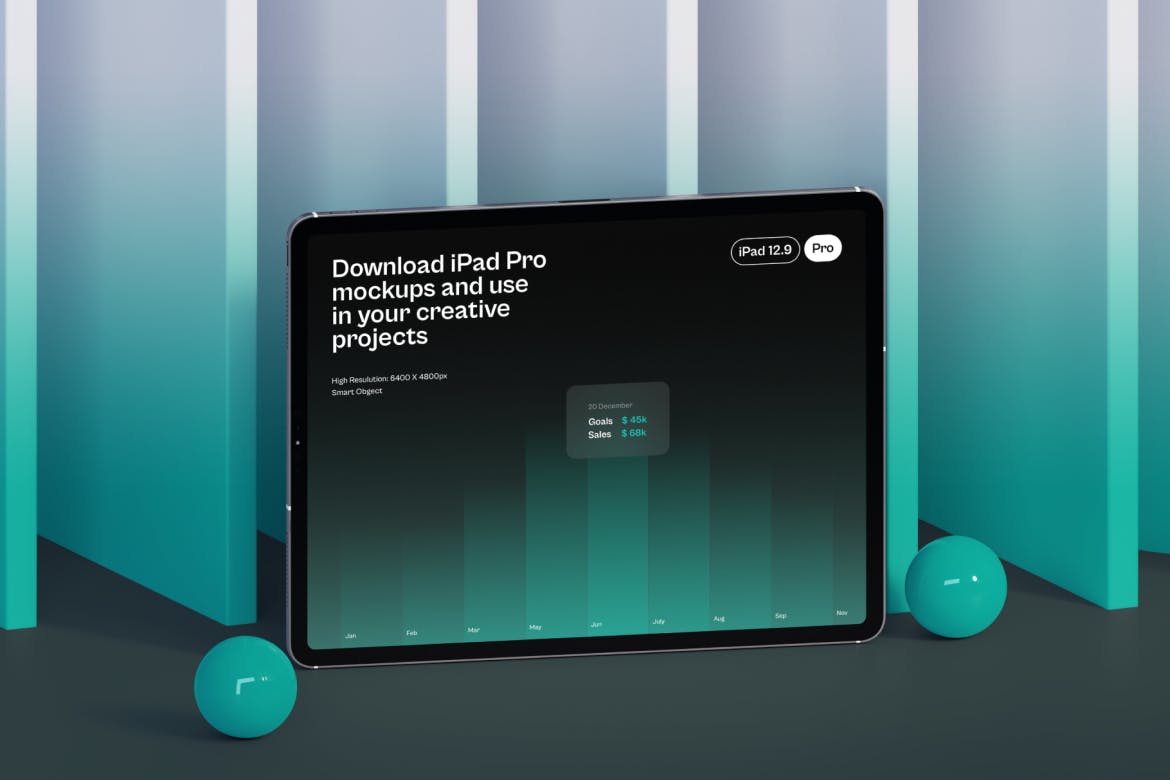 高端12.9寸iPad Pro模型样机PSD素材包