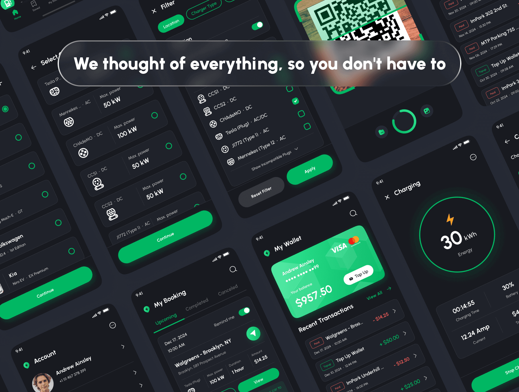 170个电动车充电桩查找APP UI界面素材包