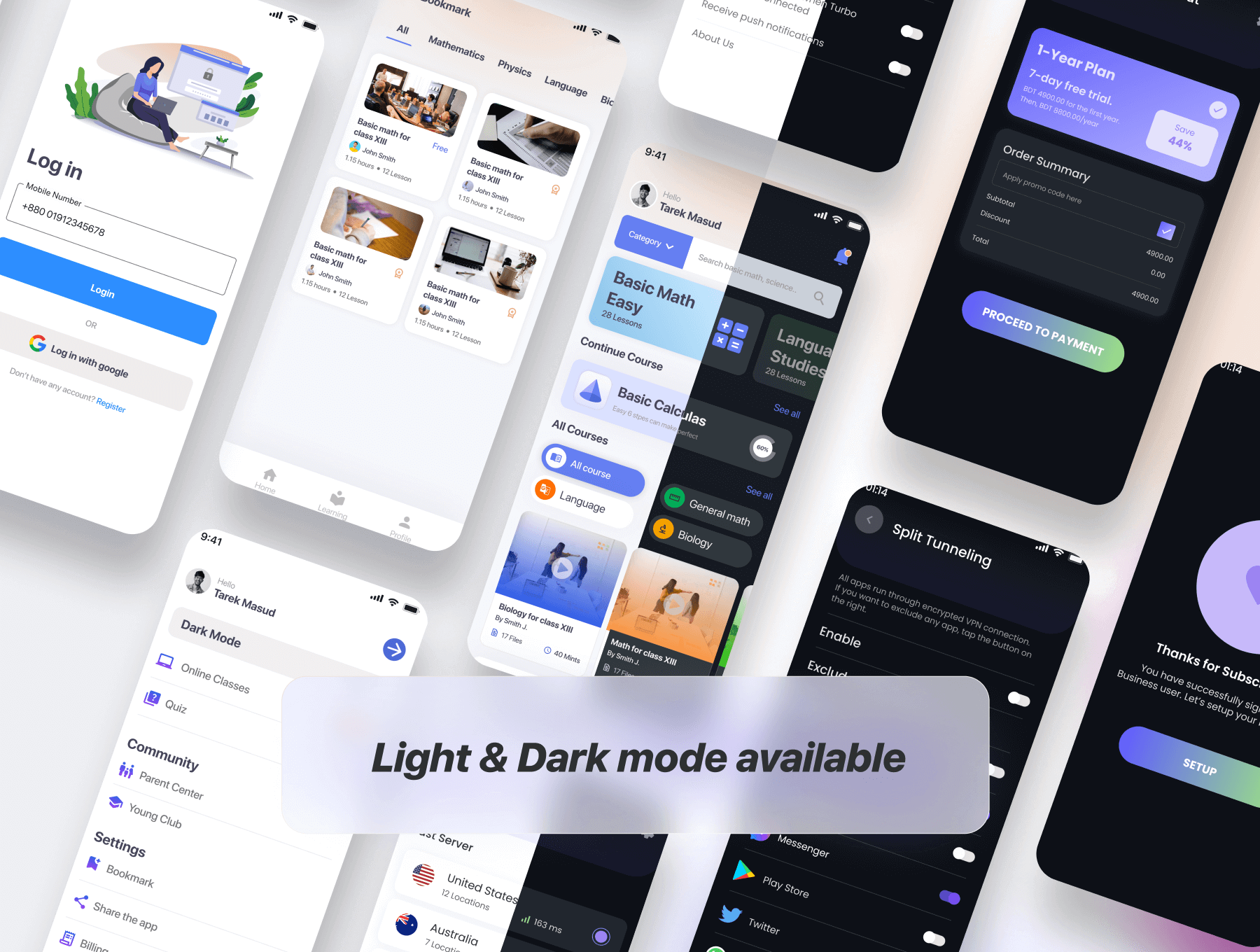 50个紫色清新在线学习教育培训相关APP UI界面素材包
