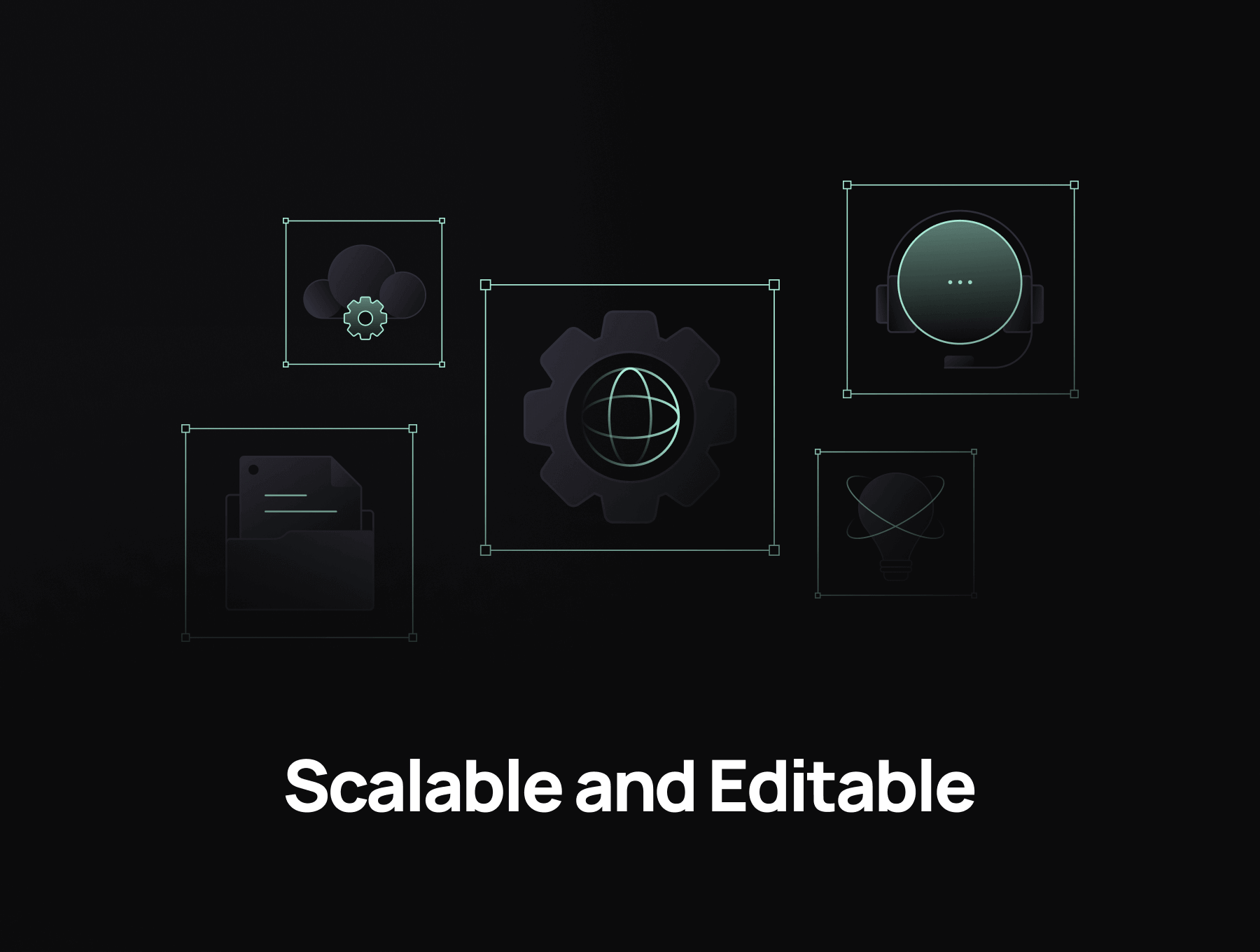 68个设计详细的暗黑科技风格图标素材包