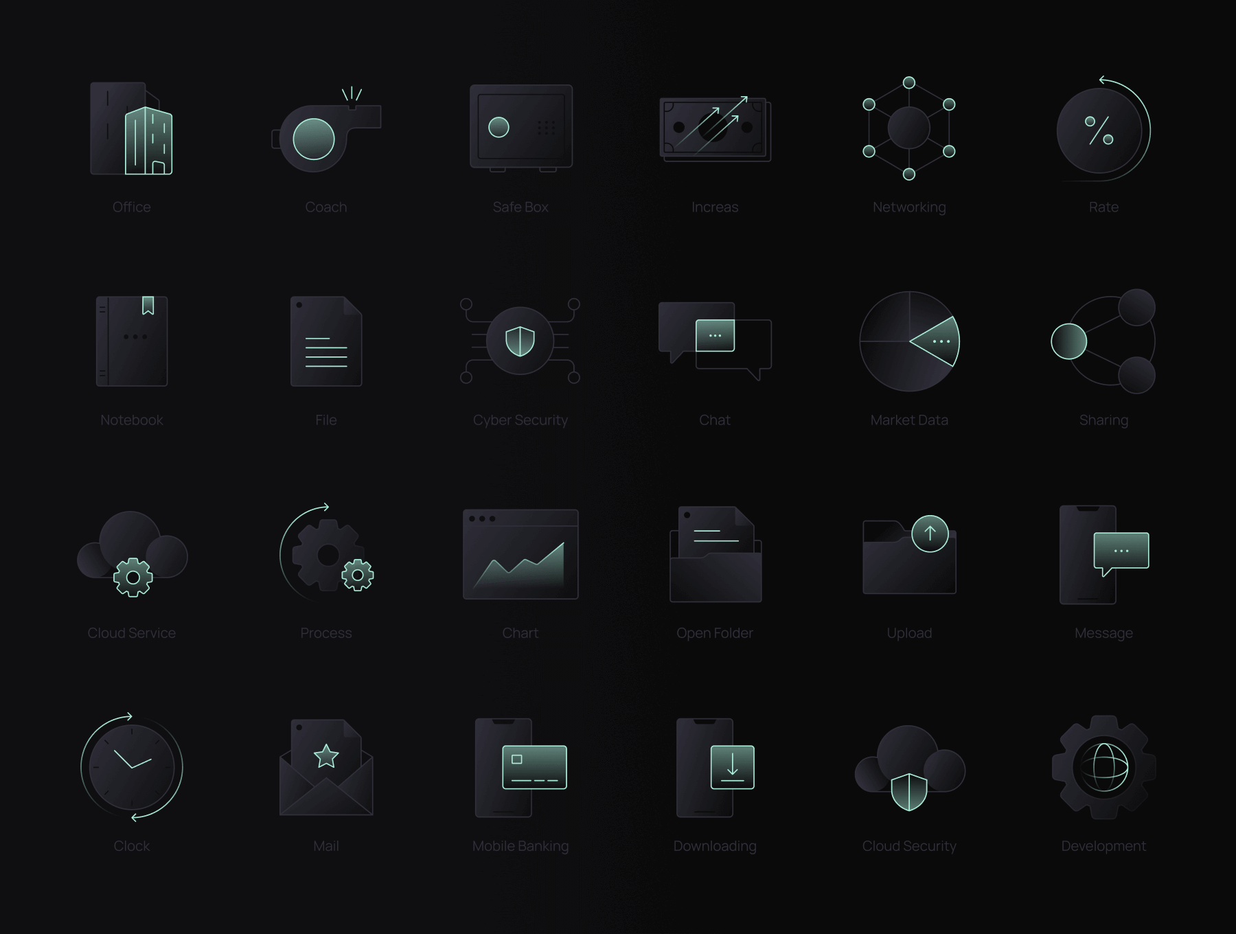 68个设计详细的暗黑科技风格图标素材包