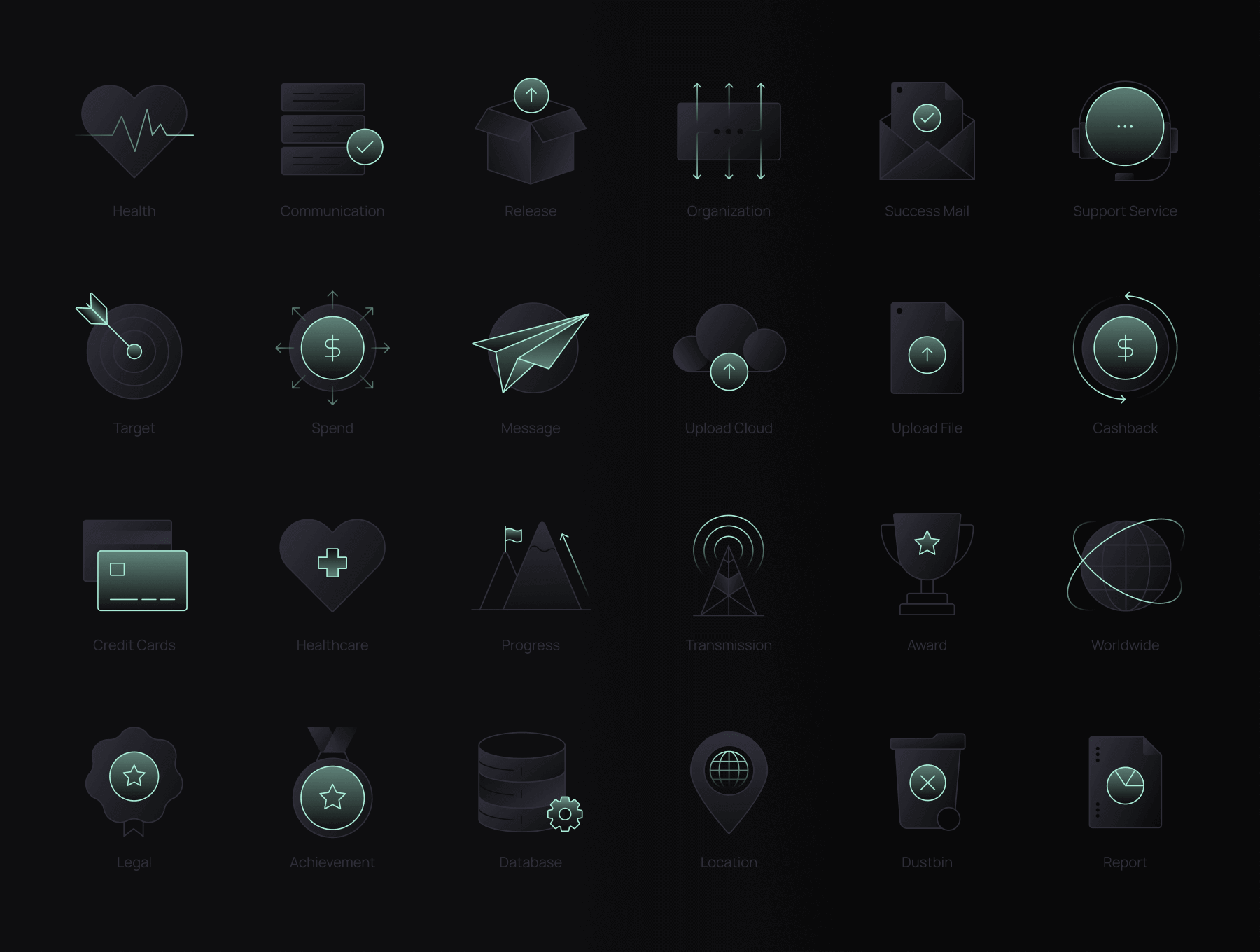 68个设计详细的暗黑科技风格图标素材包