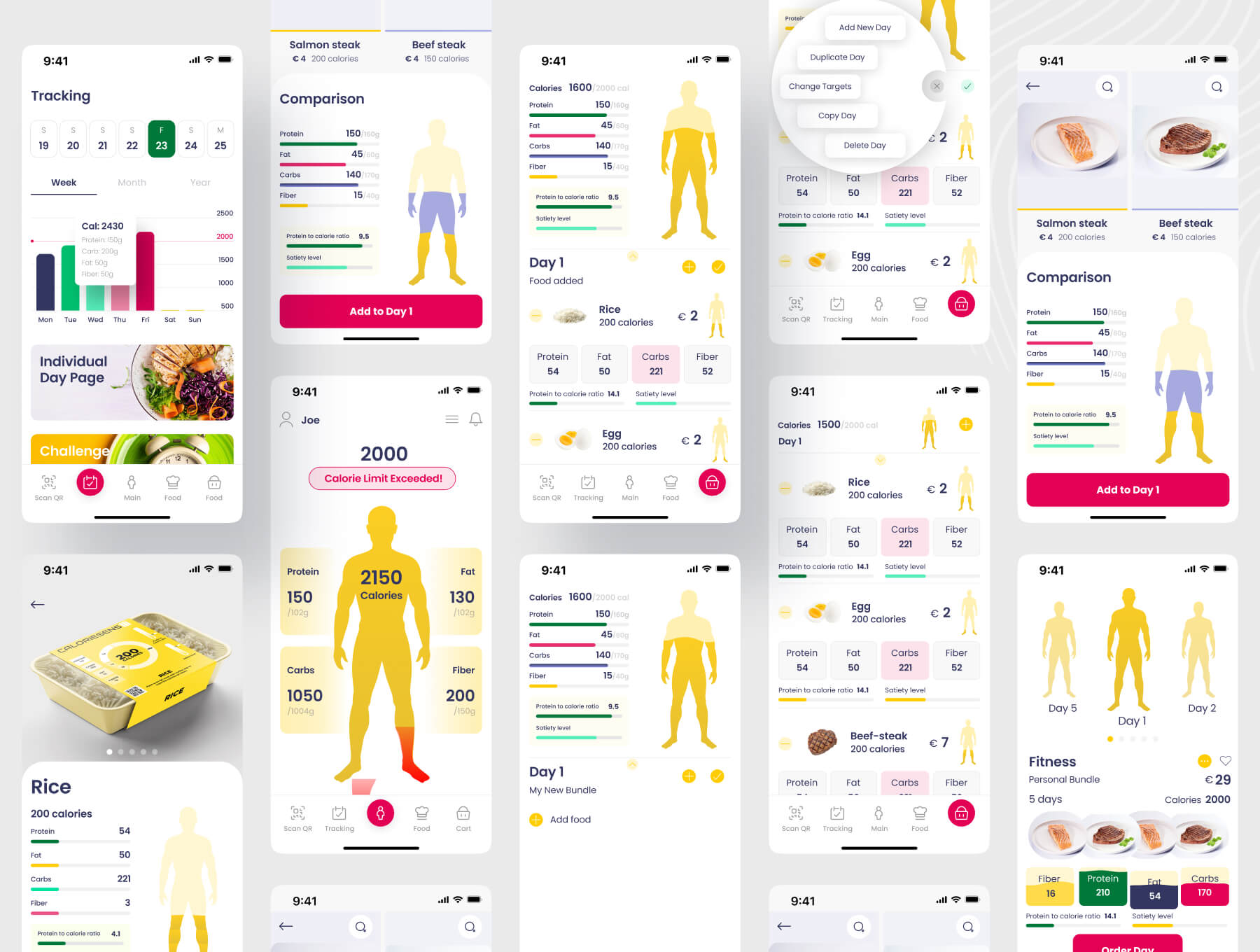 运动健康卡路里记录APP UI界面素材包