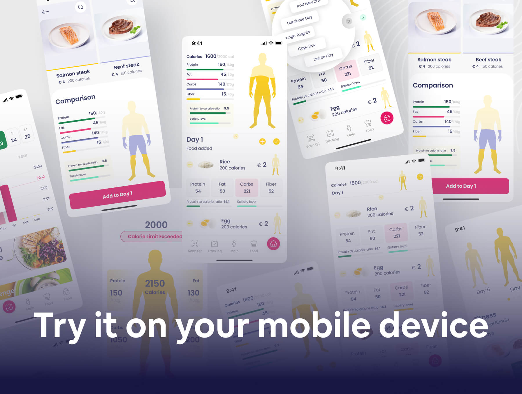 运动健康卡路里记录APP UI界面素材包
