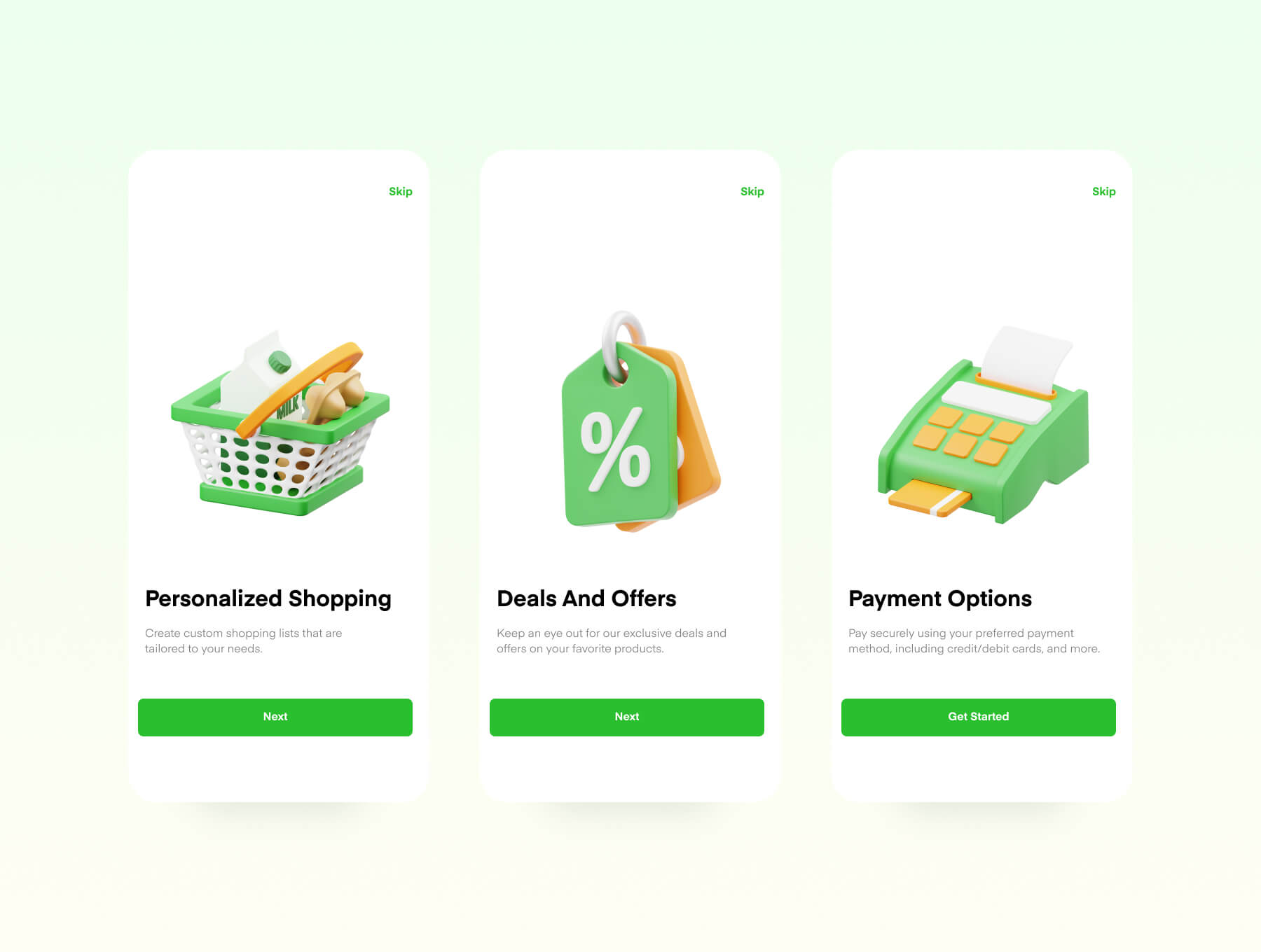 16个绿色超市生活用品主题图标素材包