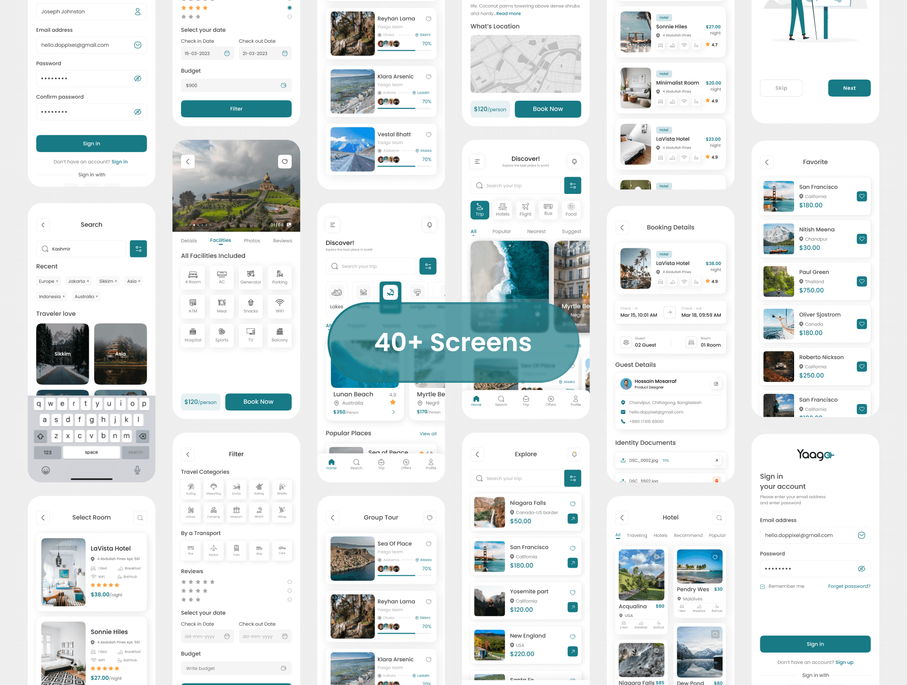 40个绿色旅游主题APP UI界面素材工具包