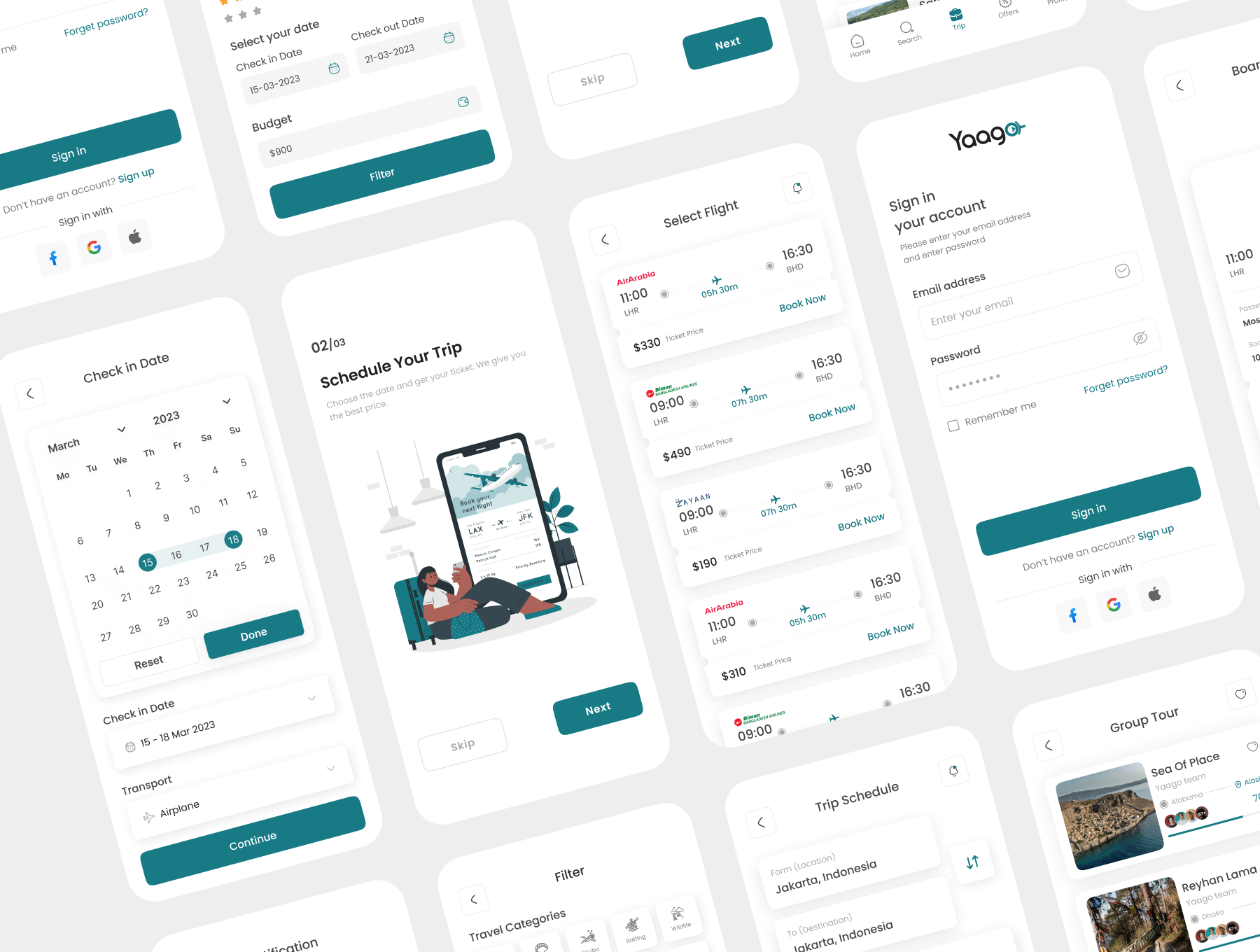 40个绿色旅游主题APP UI界面素材工具包