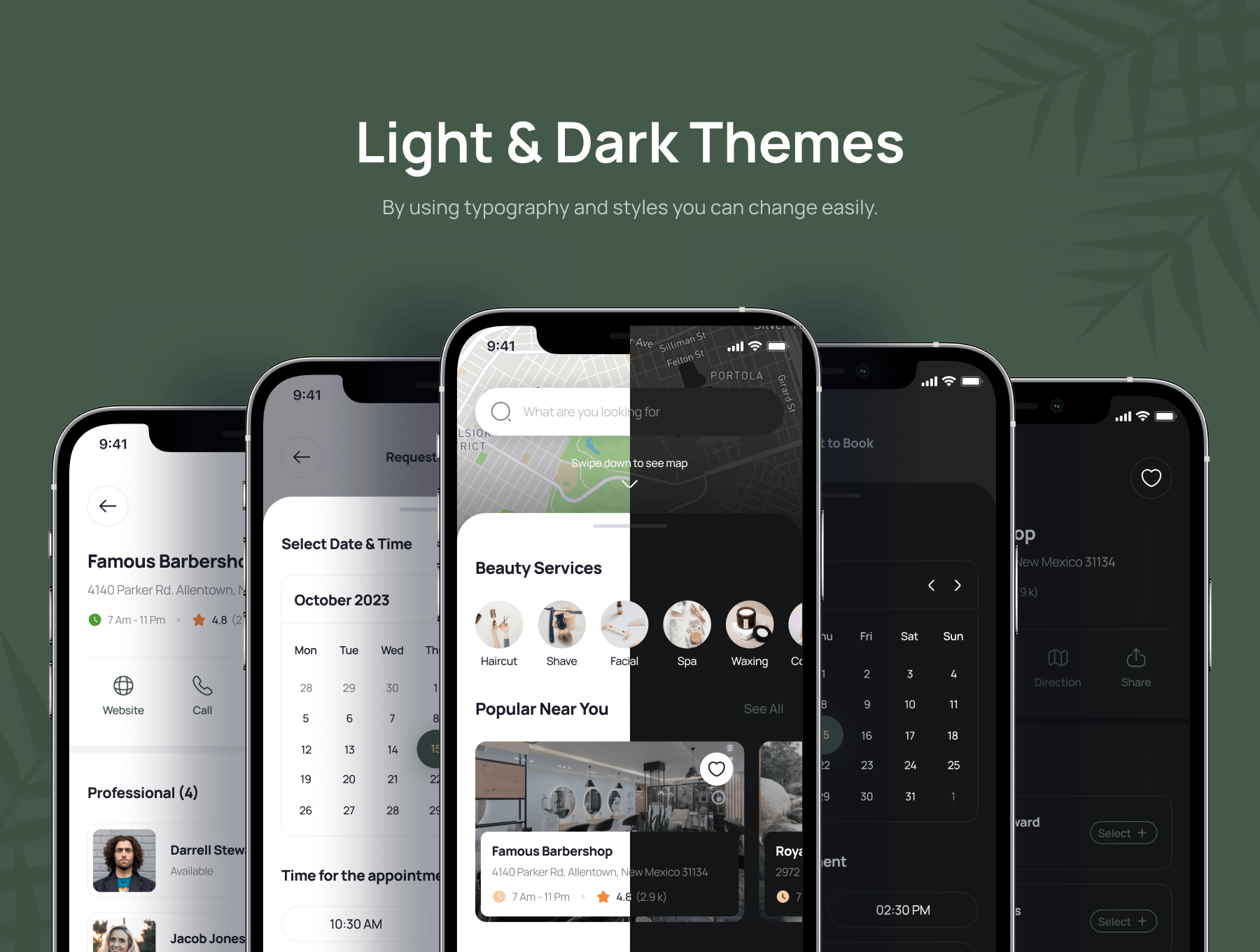 80个绿色优雅留白多的美妆护理主题APP UI界面素材包