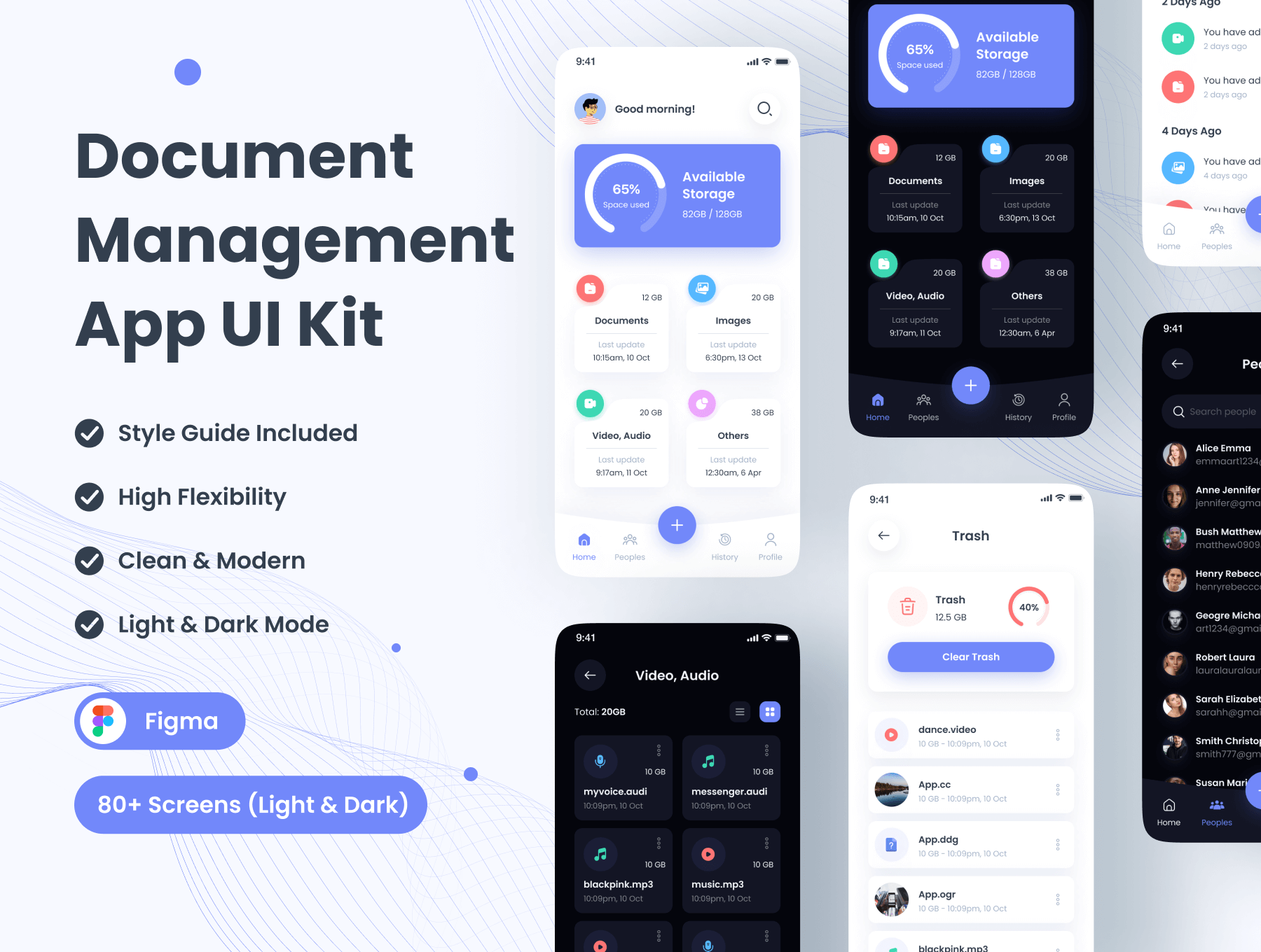 30多个紫色文件管理内容管理主题APP UI界面素材包
