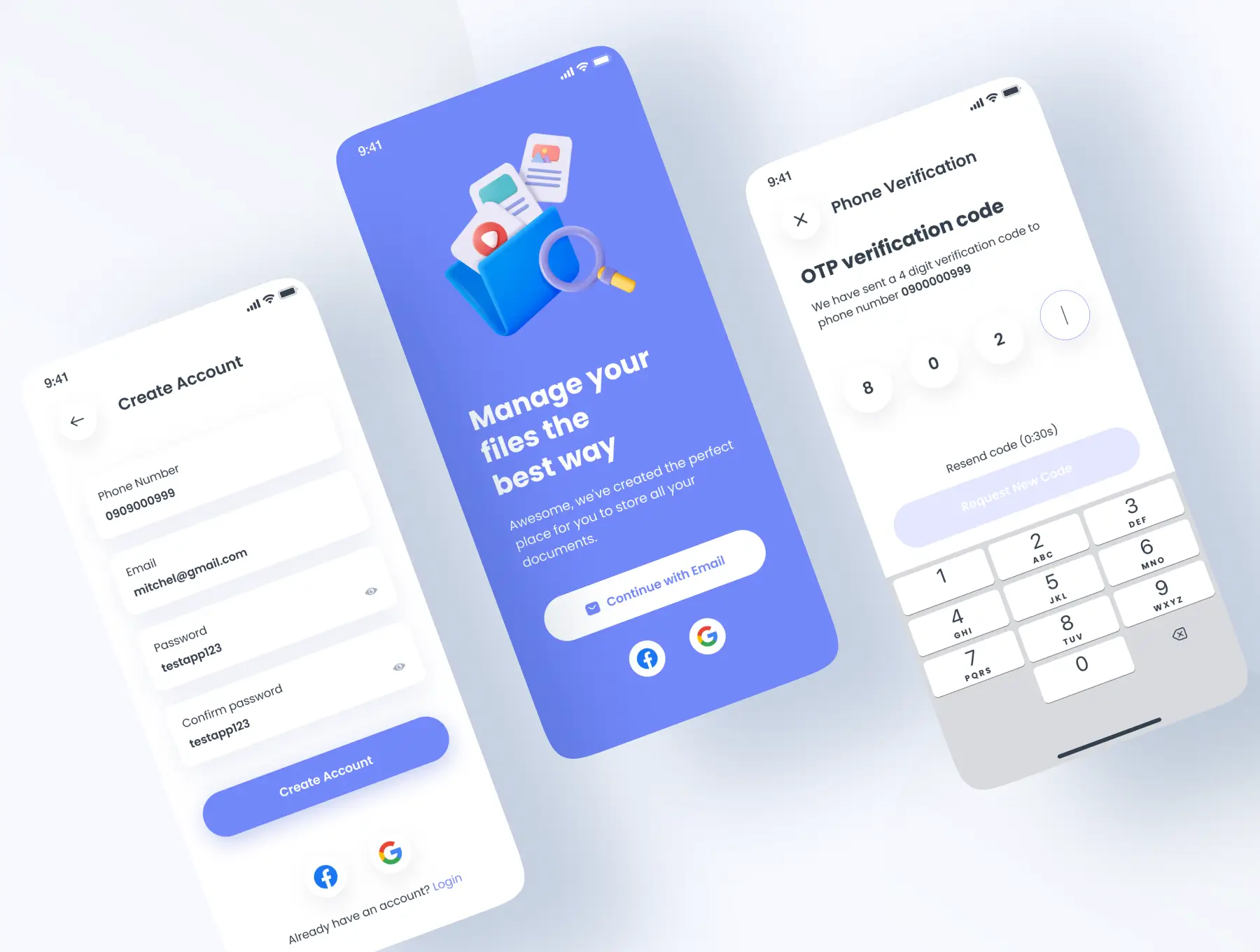 30多个紫色文件管理内容管理主题APP UI界面素材包