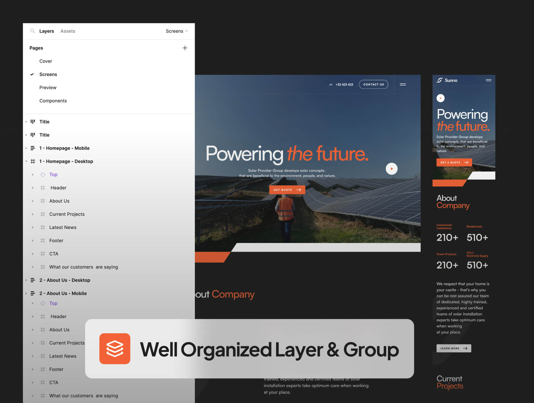 9个太阳能电池主题企业网站和移动界面UI素材包