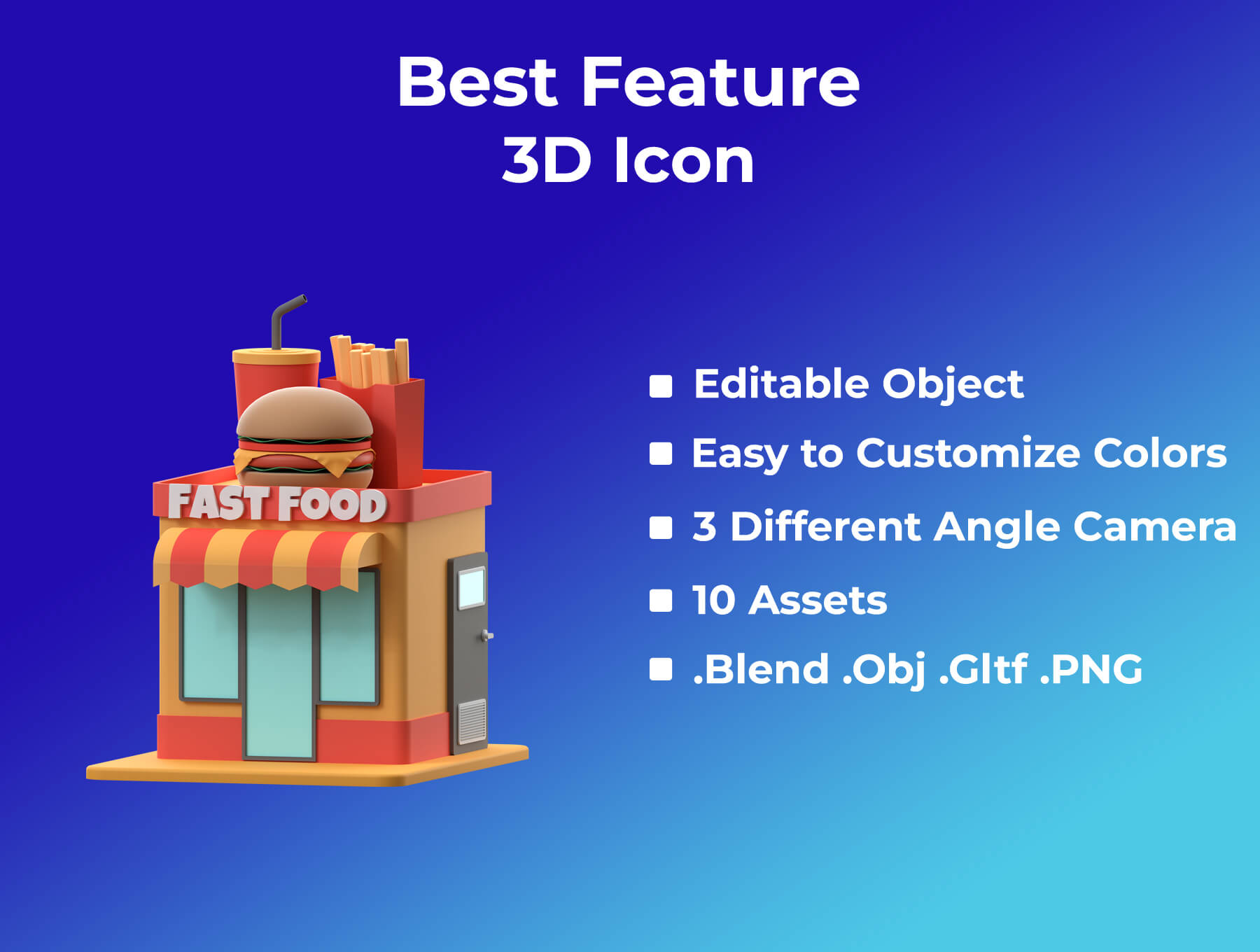 10个不同风格样式的3D卡通房子模型素材包