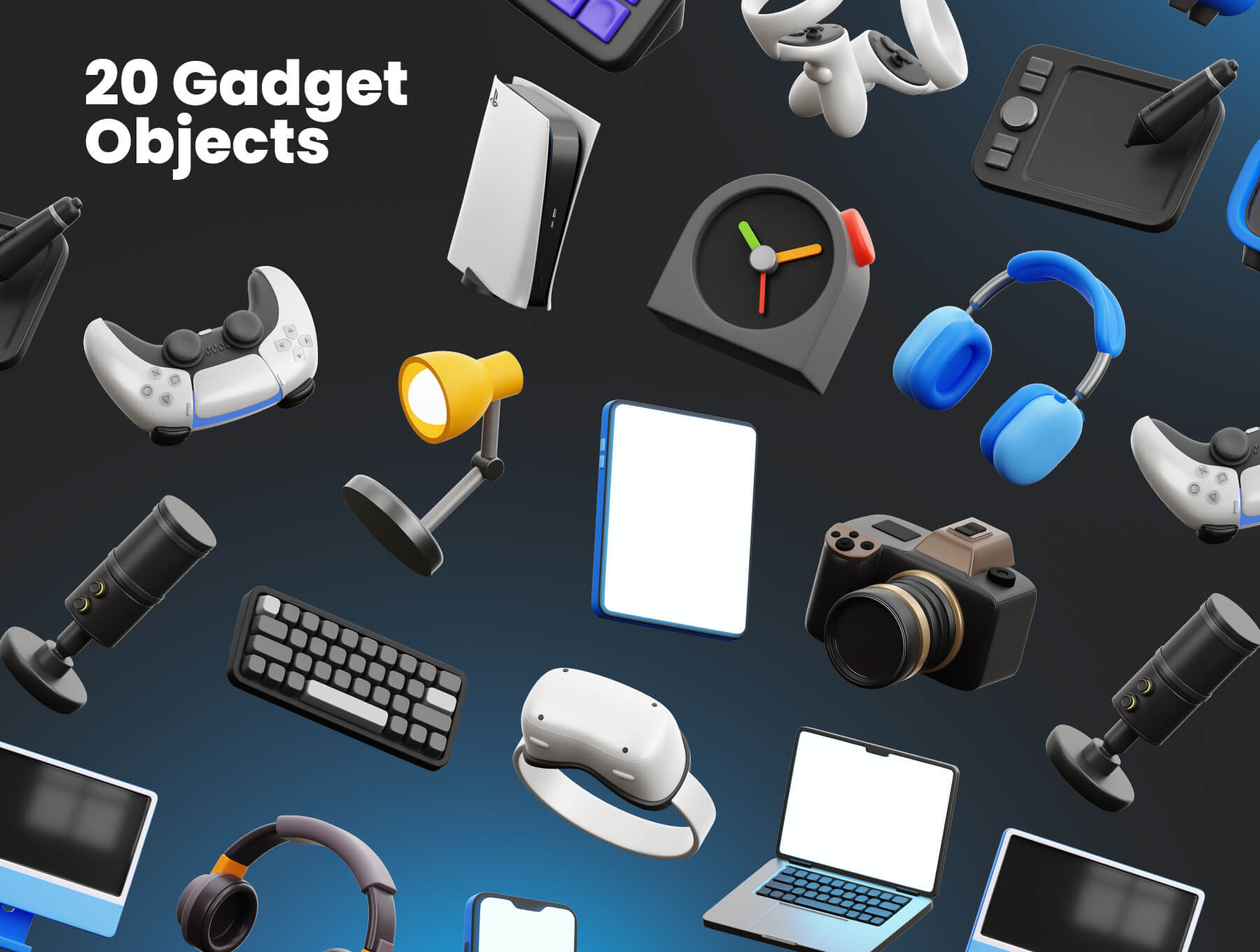 20个风格独特的3D电子设备模型素材包