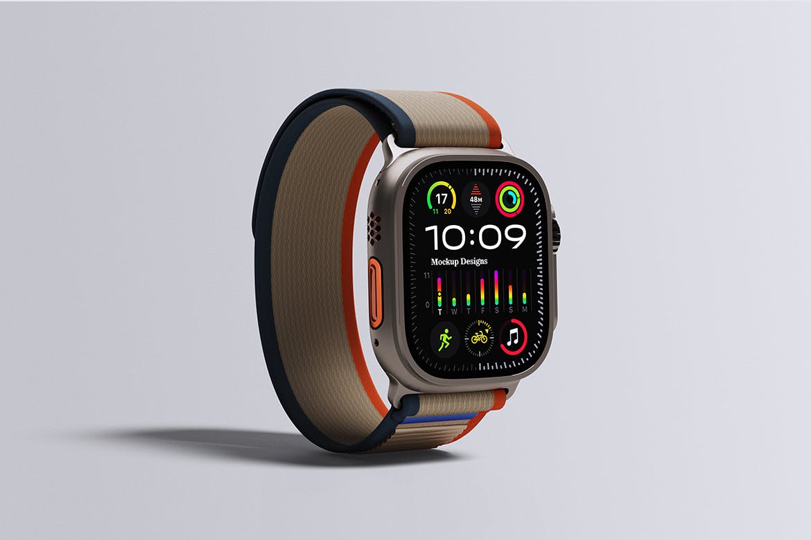 精致真实的Apple Watch Ultra智能手表PSD样机素材