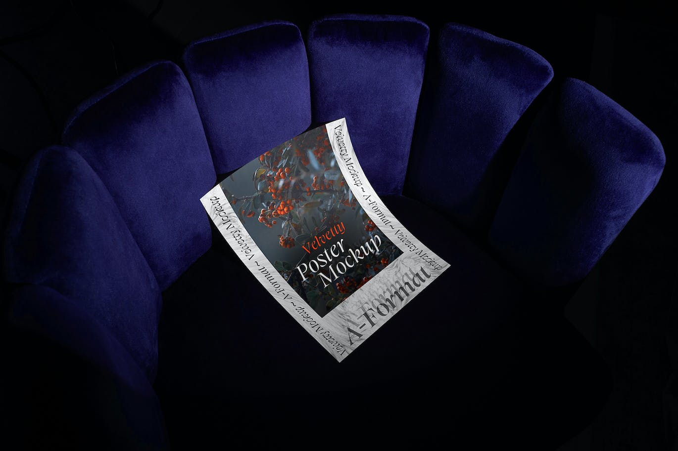 逼真的天鹅绒面料海报样机PSD素材包-5 逼真的天鹅绒面料海报样机PSD素材包