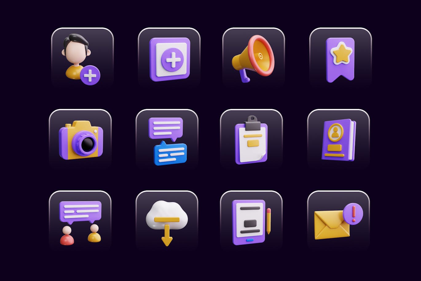 25个通信和社交媒体主题3D模型素材包