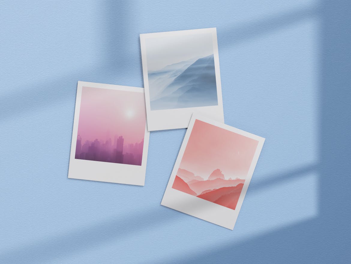 宝丽来照片墙PSD样机素材