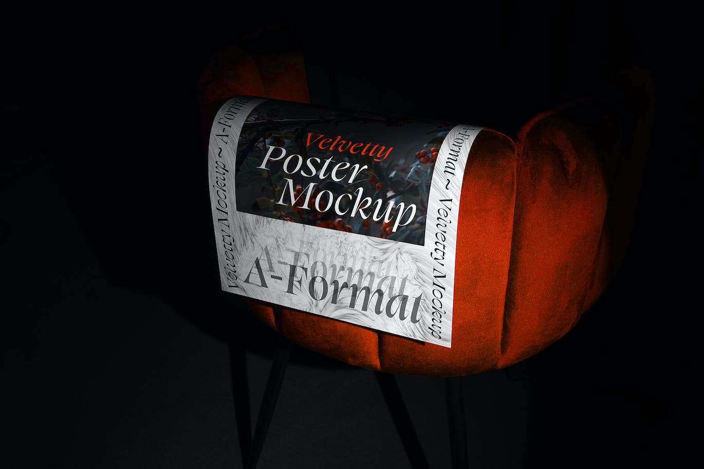 逼真的天鹅绒面料海报样机PSD素材包-3 逼真的天鹅绒面料海报样机PSD素材包