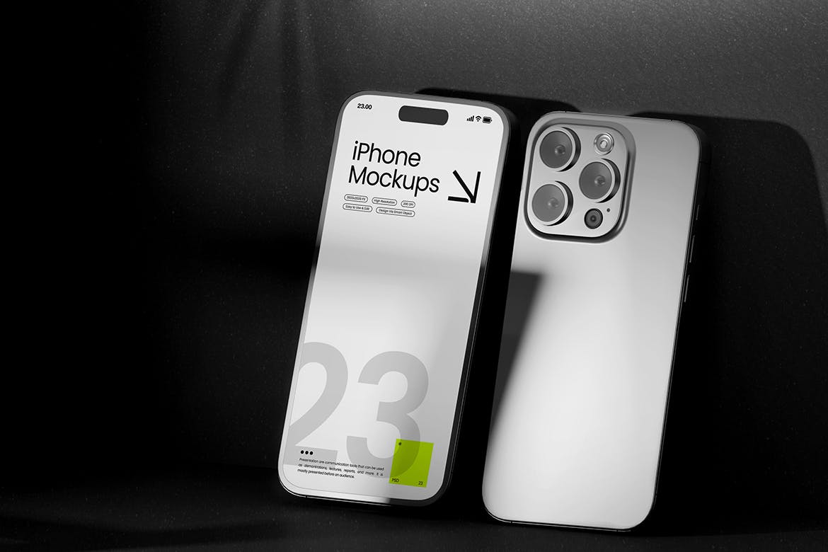 iPhone正面以及背面高级PSD样机素材