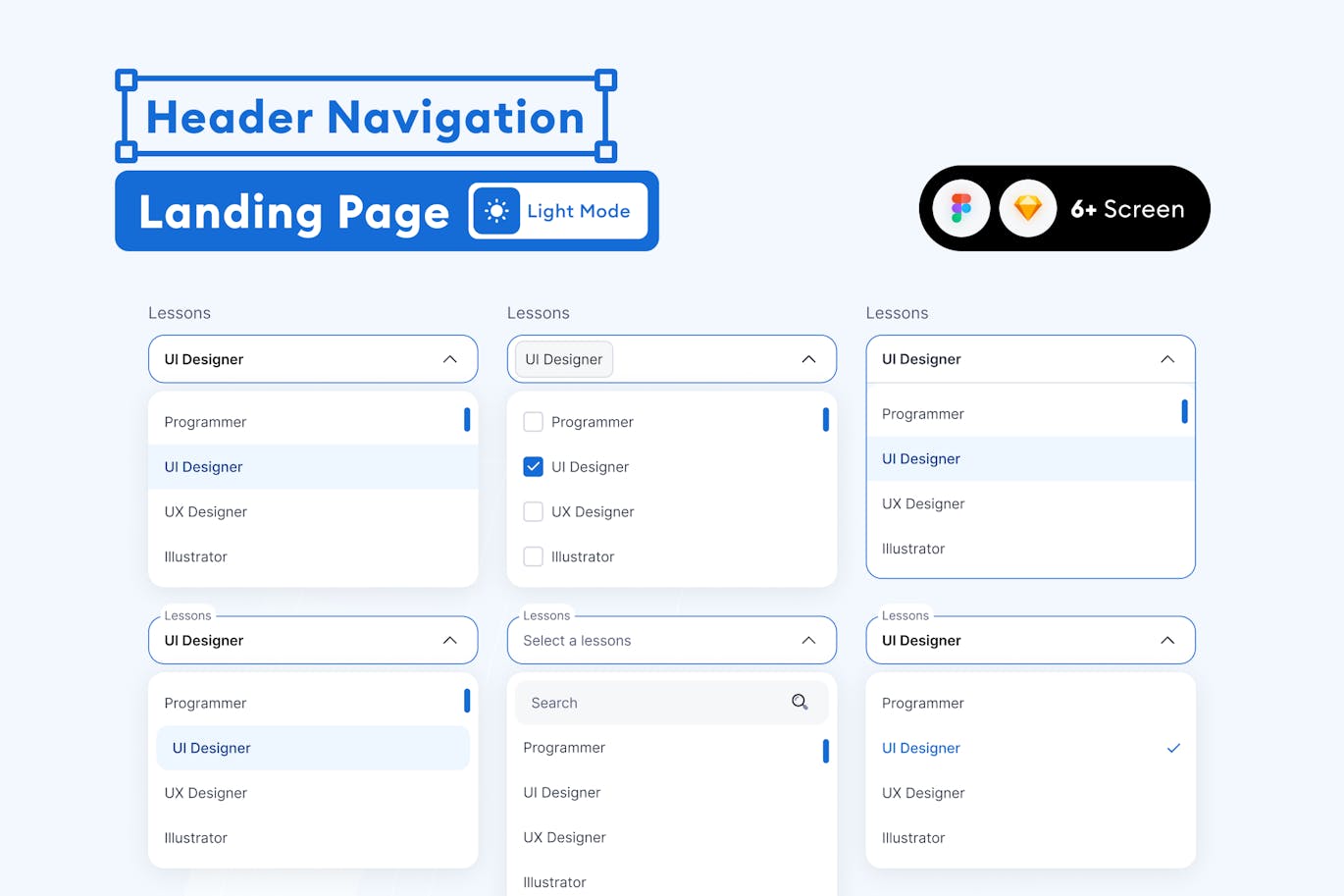 浅色下拉UI Kit组件素材包