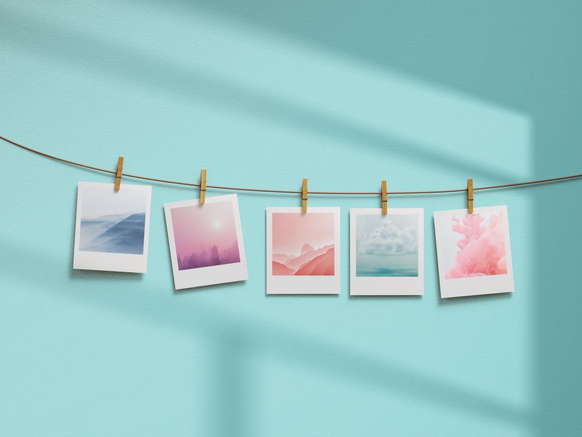 宝丽来照片墙PSD样机素材