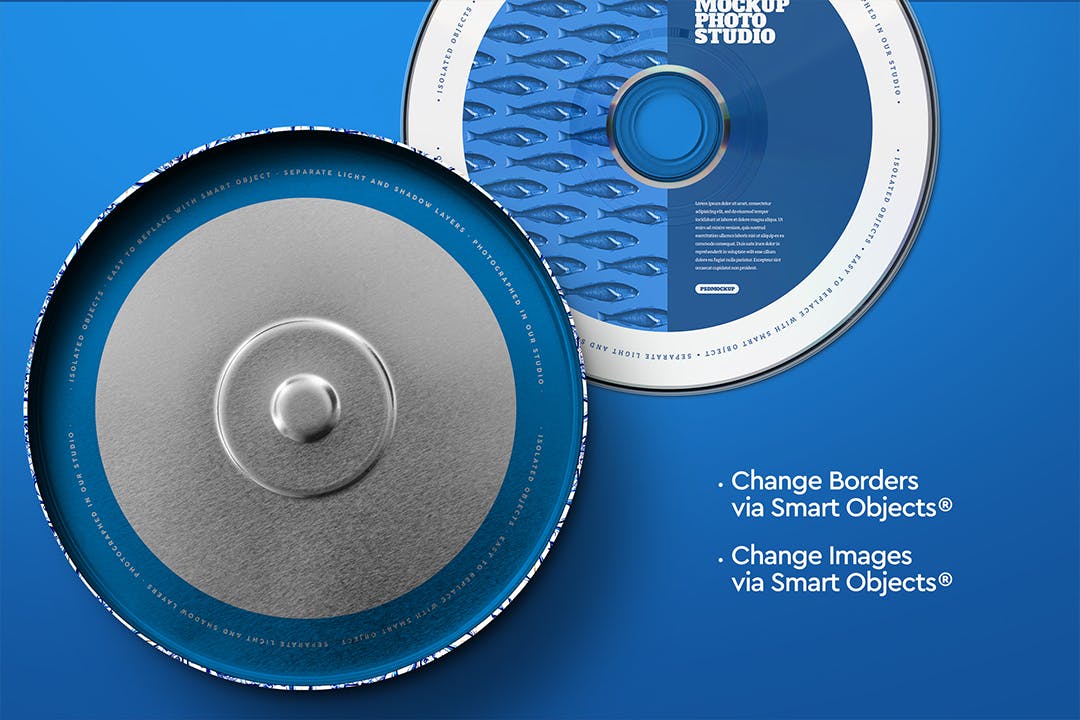 逼真有质感的金属CD盒样机圆形锡PSD素材包-3 逼真有质感的金属CD盒样机圆形锡PSD素材包