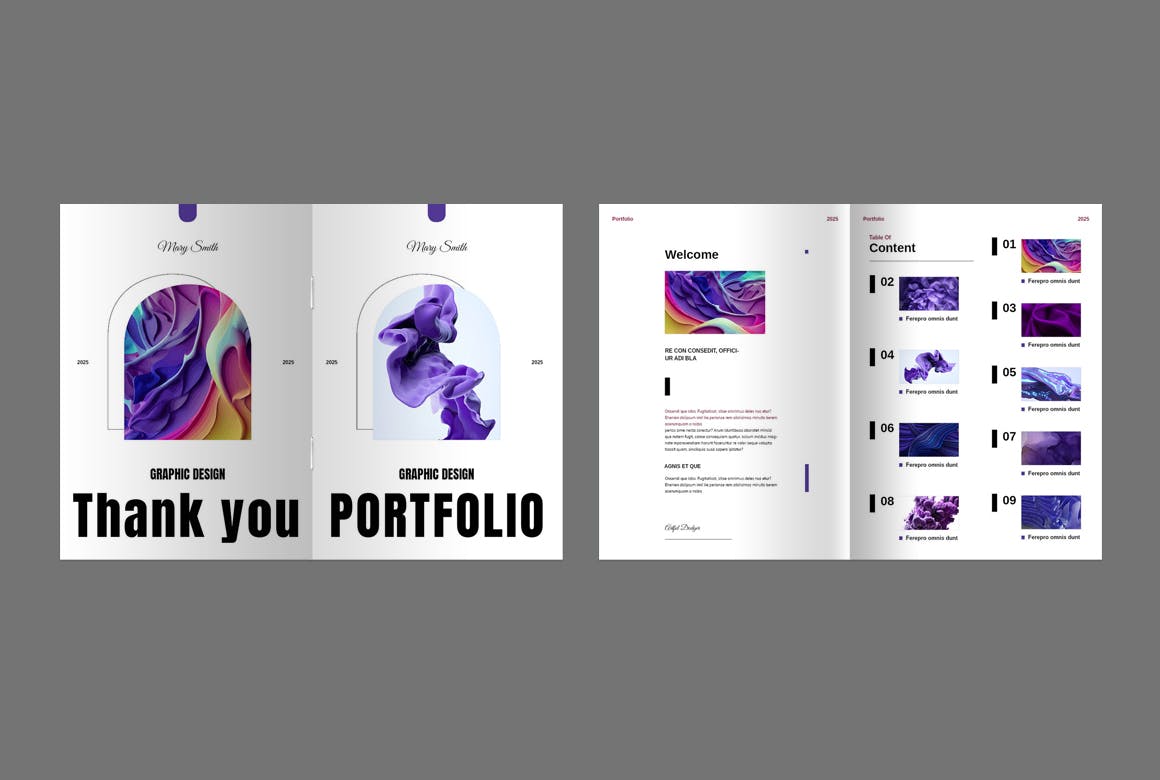 紫色竖版设计杂志风格排版VI手册素材包