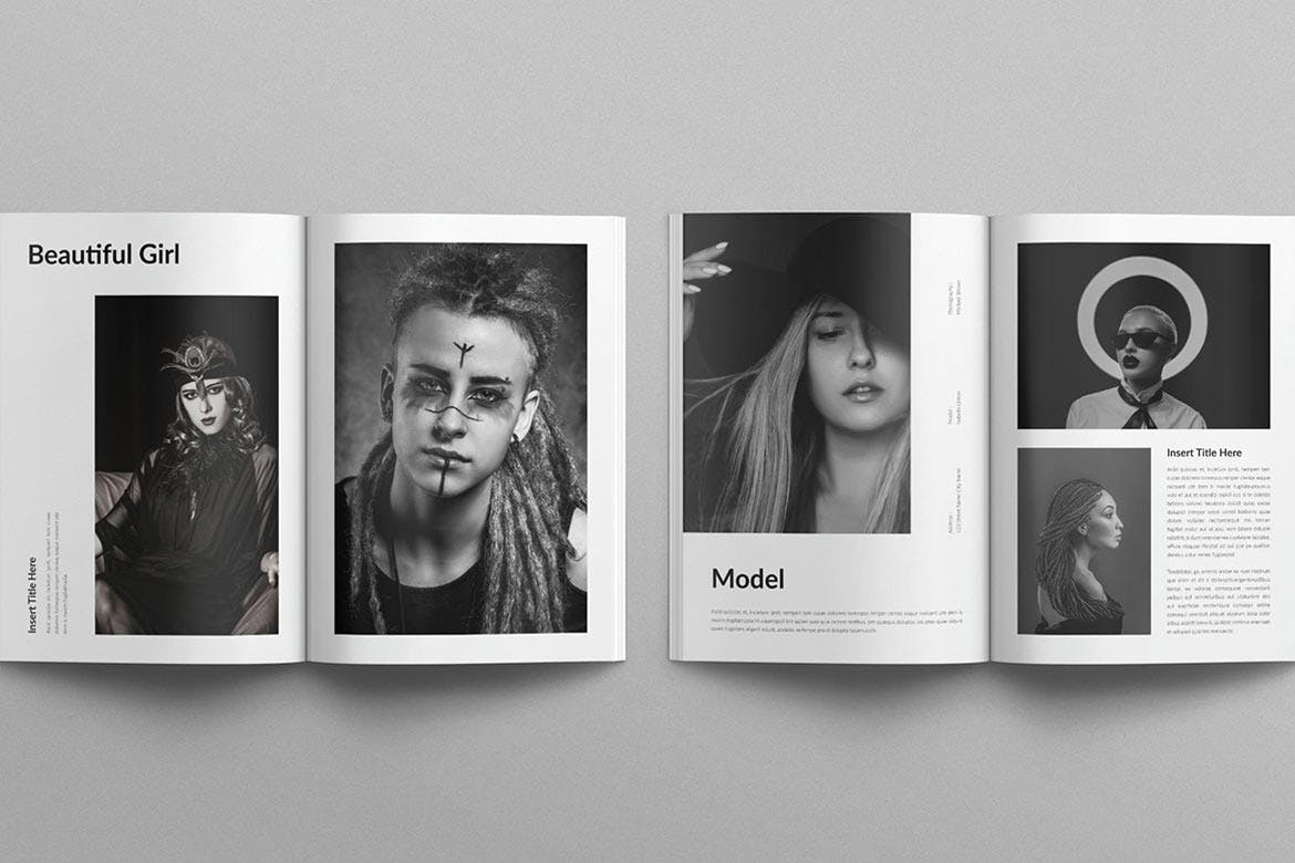 20个时尚黑白摄影作品集VI手册素材包