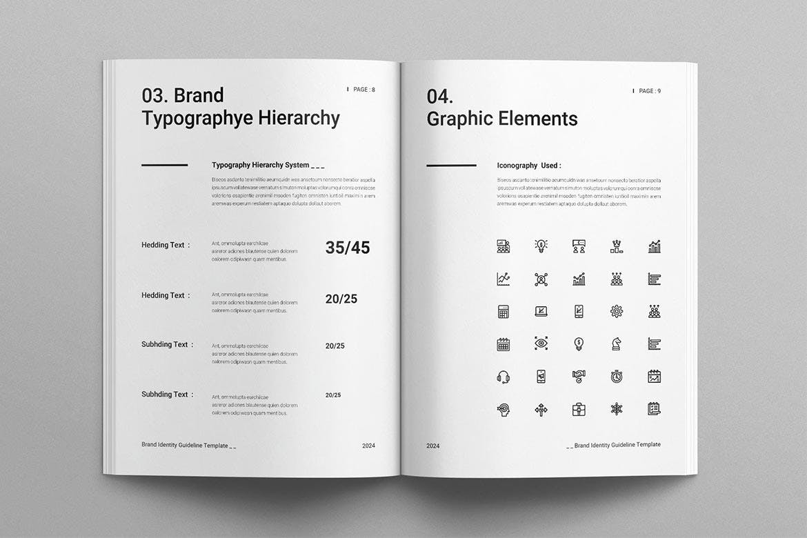 黑白格调品牌识别指南设计模板素材