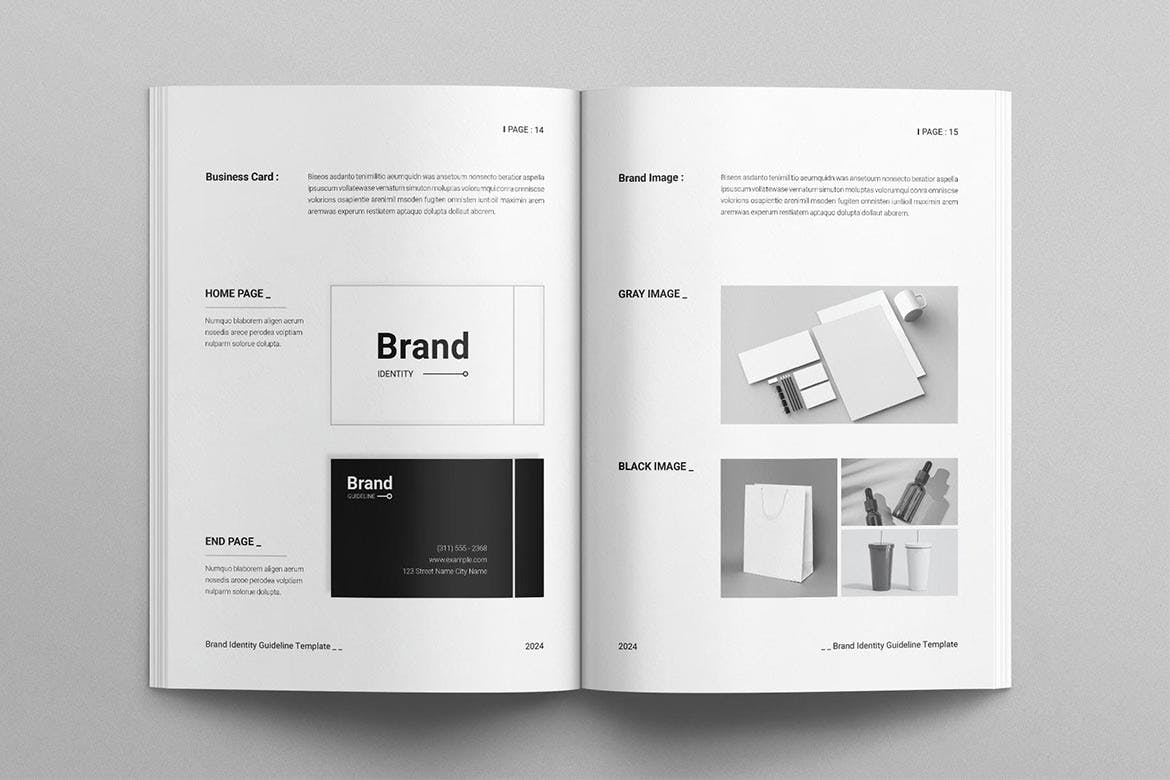 黑白格调品牌识别指南设计模板素材